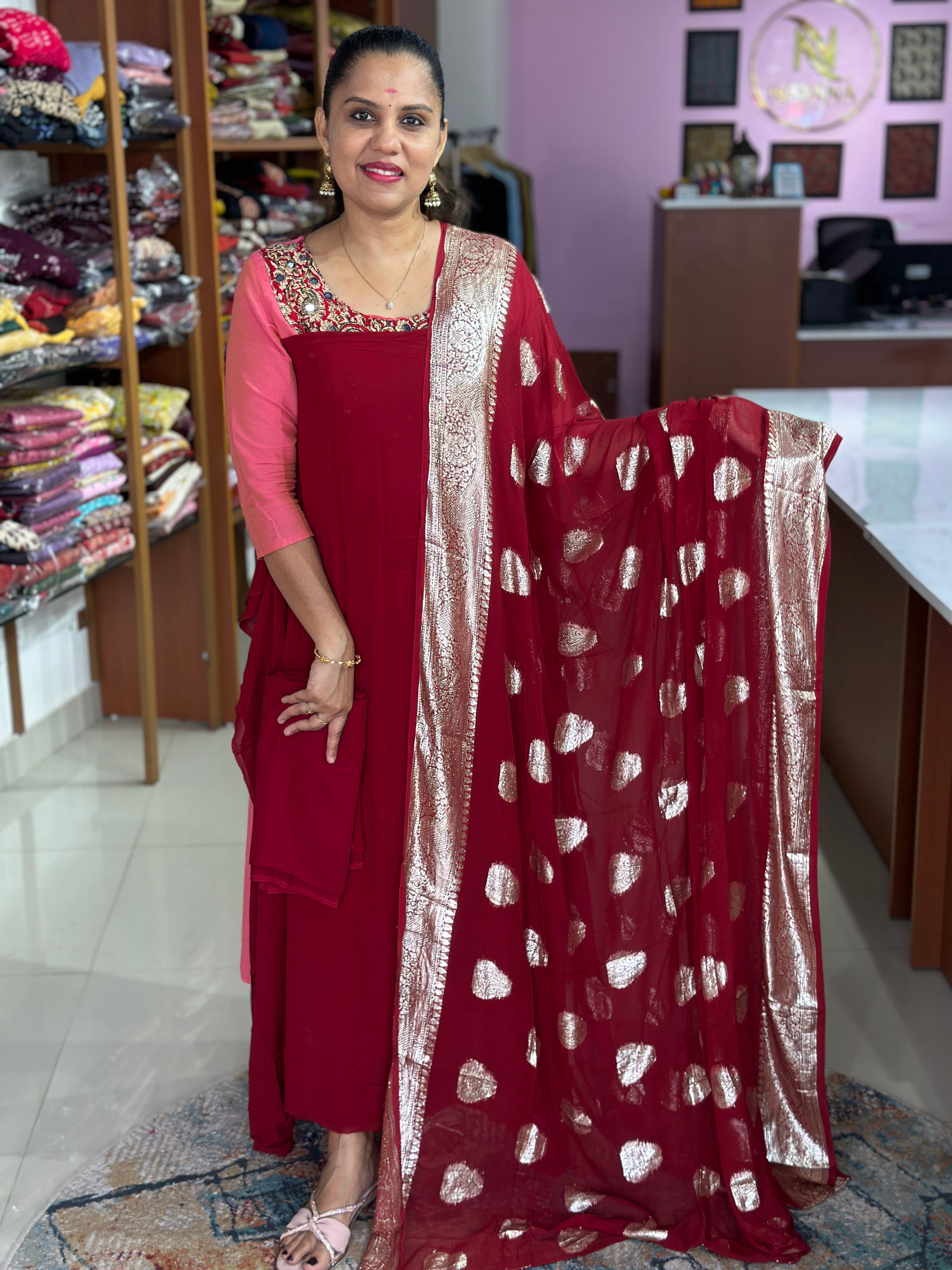 Viscose Georgette Banarasi Dupatta Suit