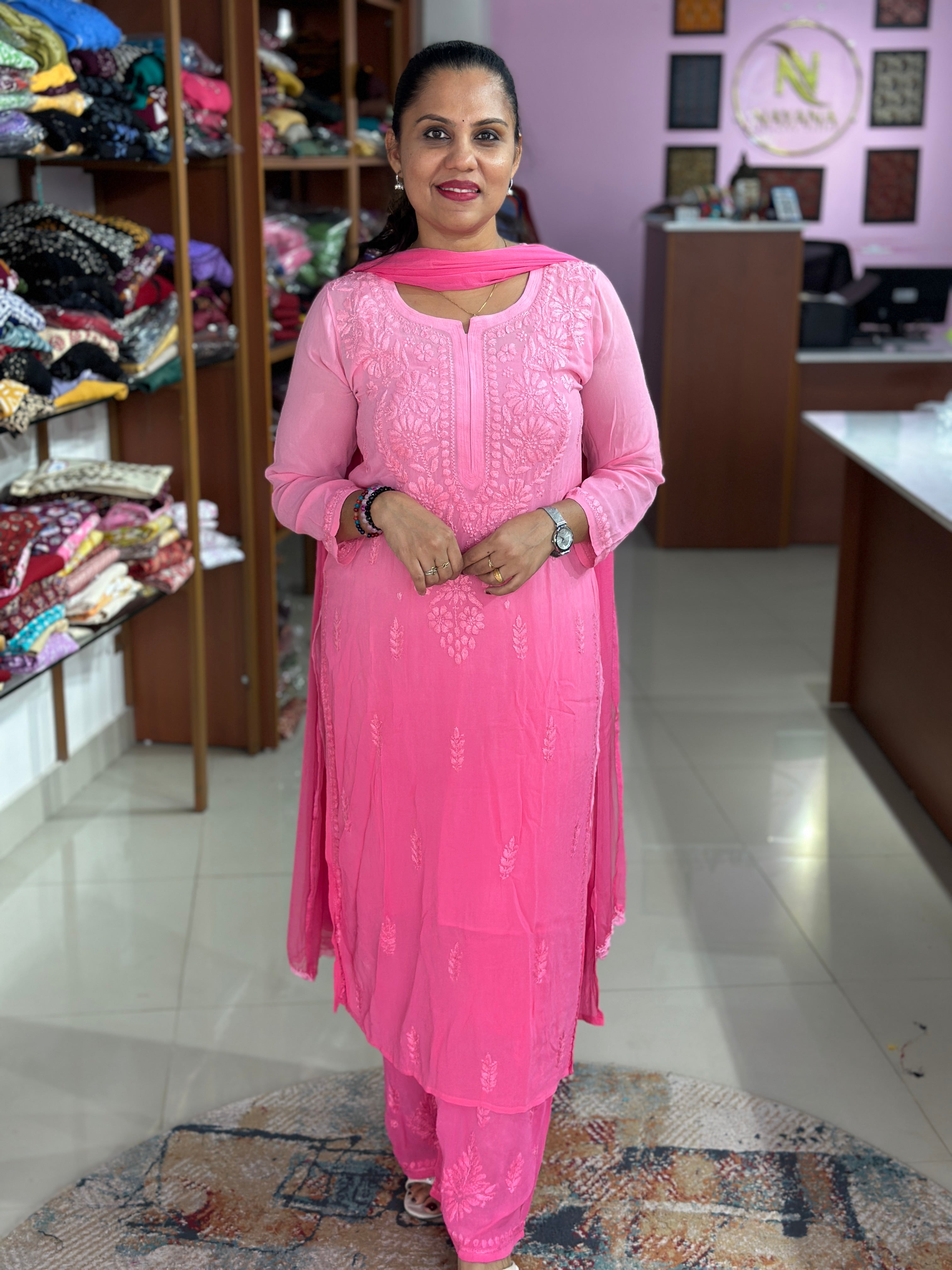 Viscose Georgette Chikankari Full set