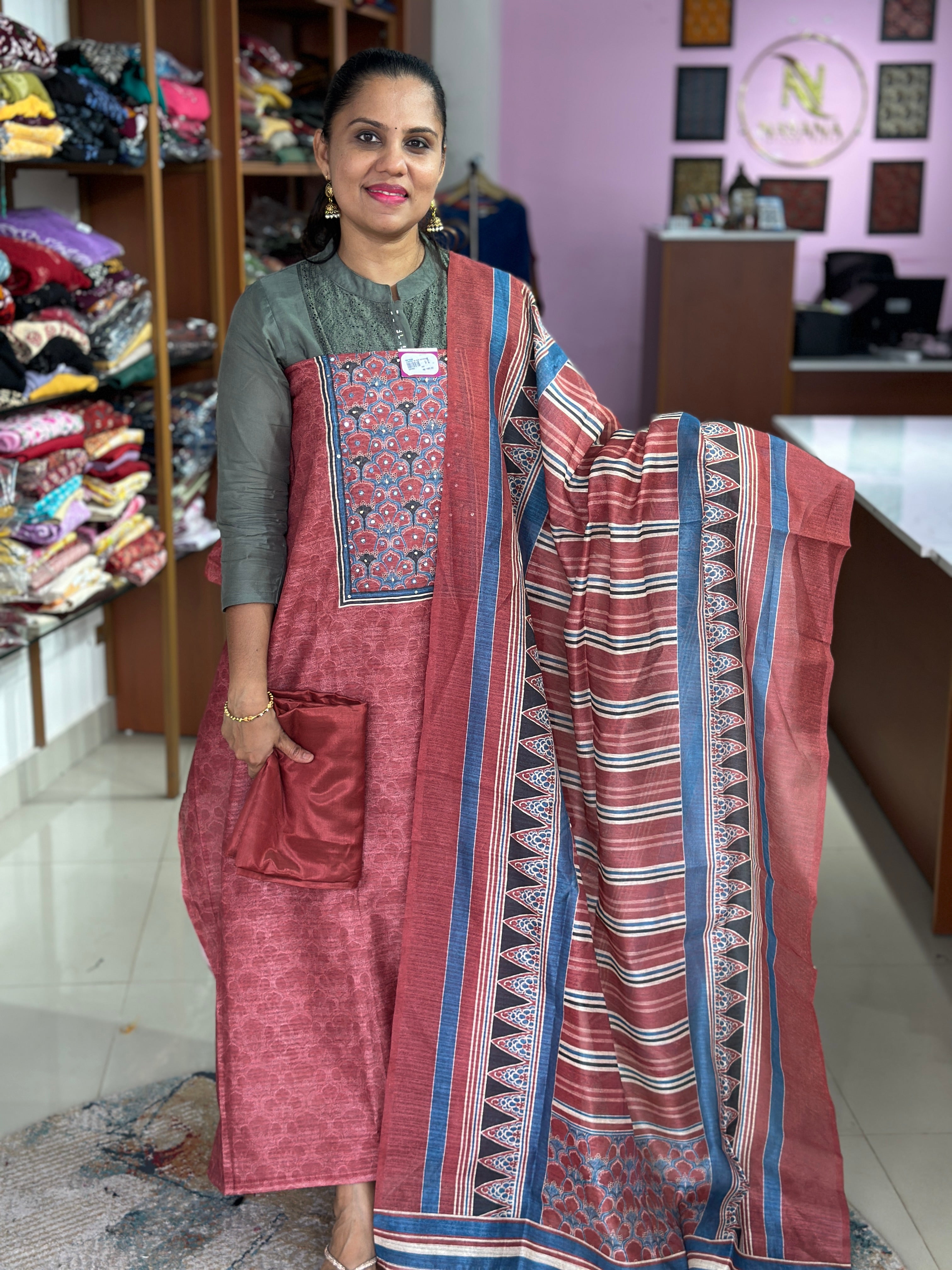 Chanderi Unstitched Suit
