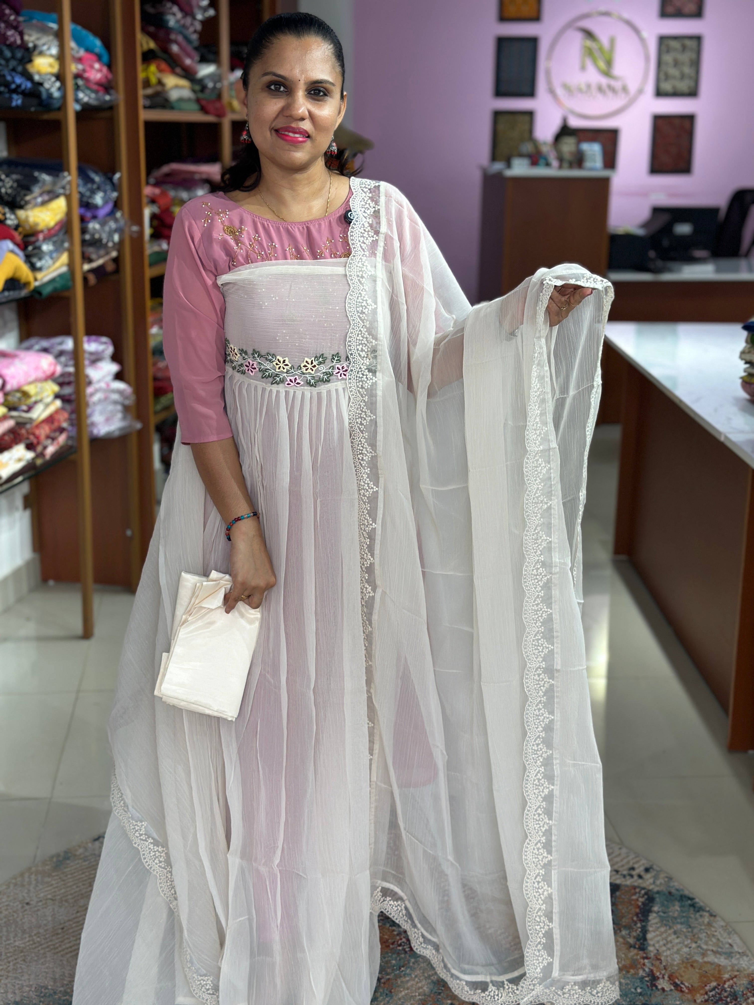 Georgette Organza Unstitched Suit