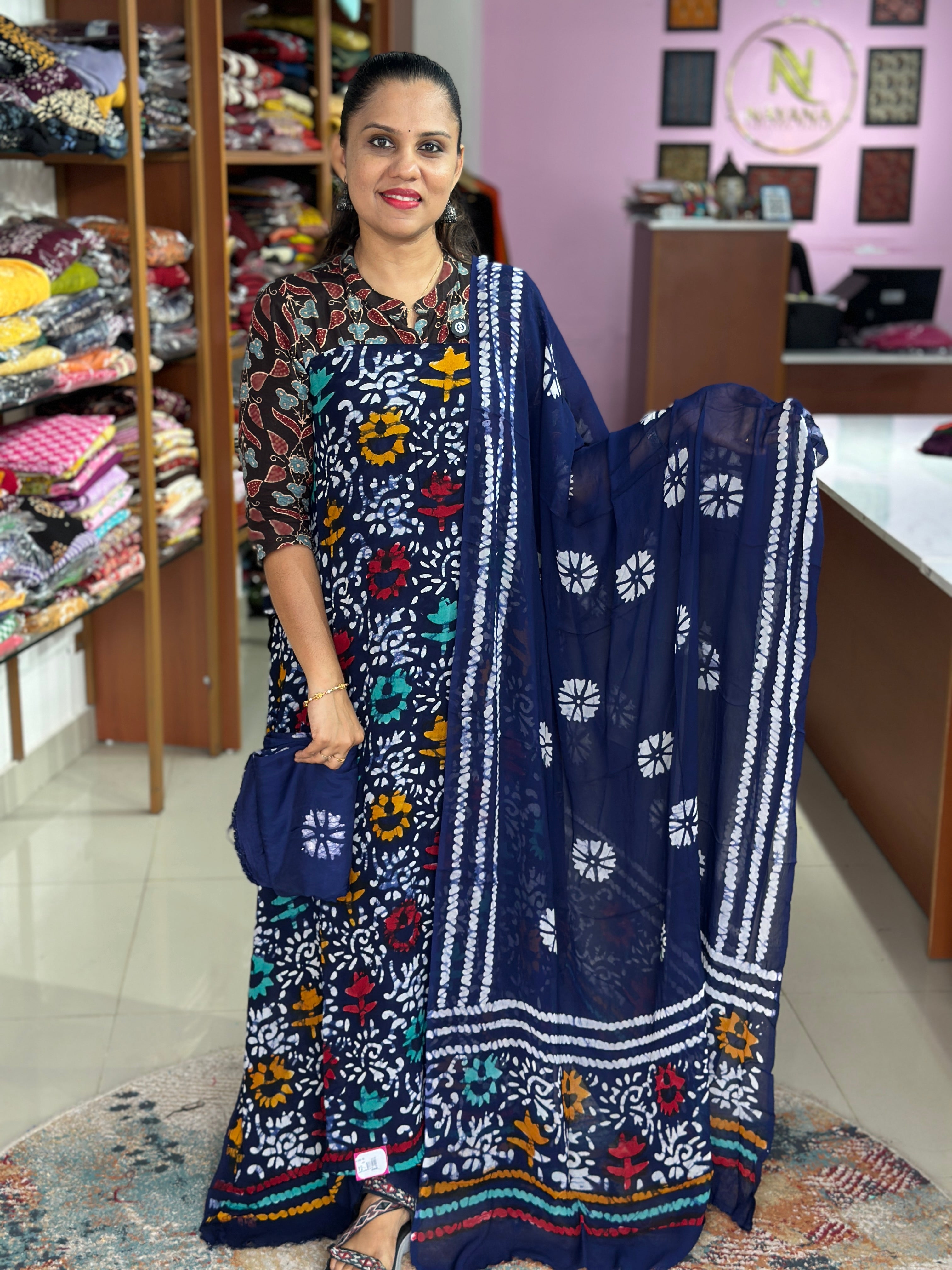 Viscose Georgette Multi Colour Suit ND81
