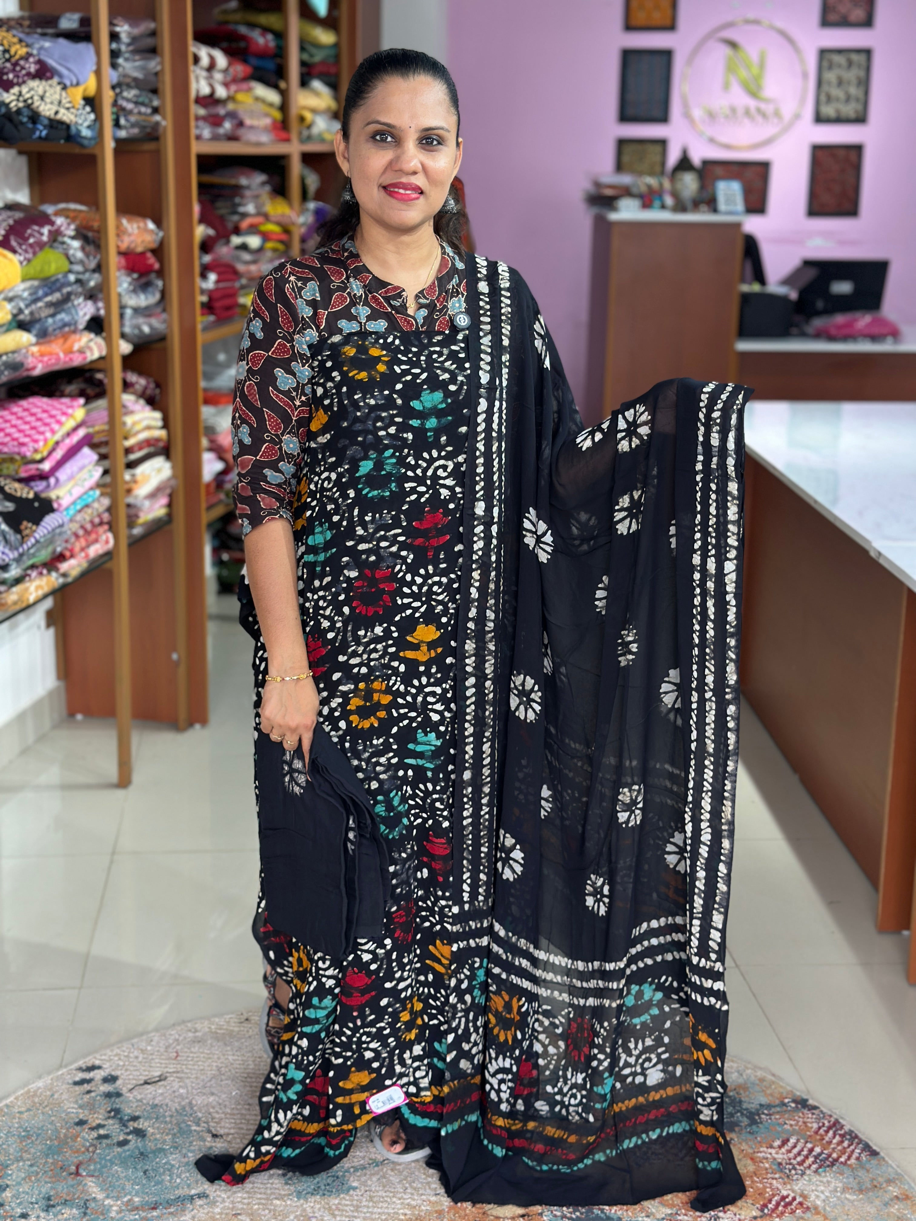 Viscose Georgette Multi Colour Suit ND82