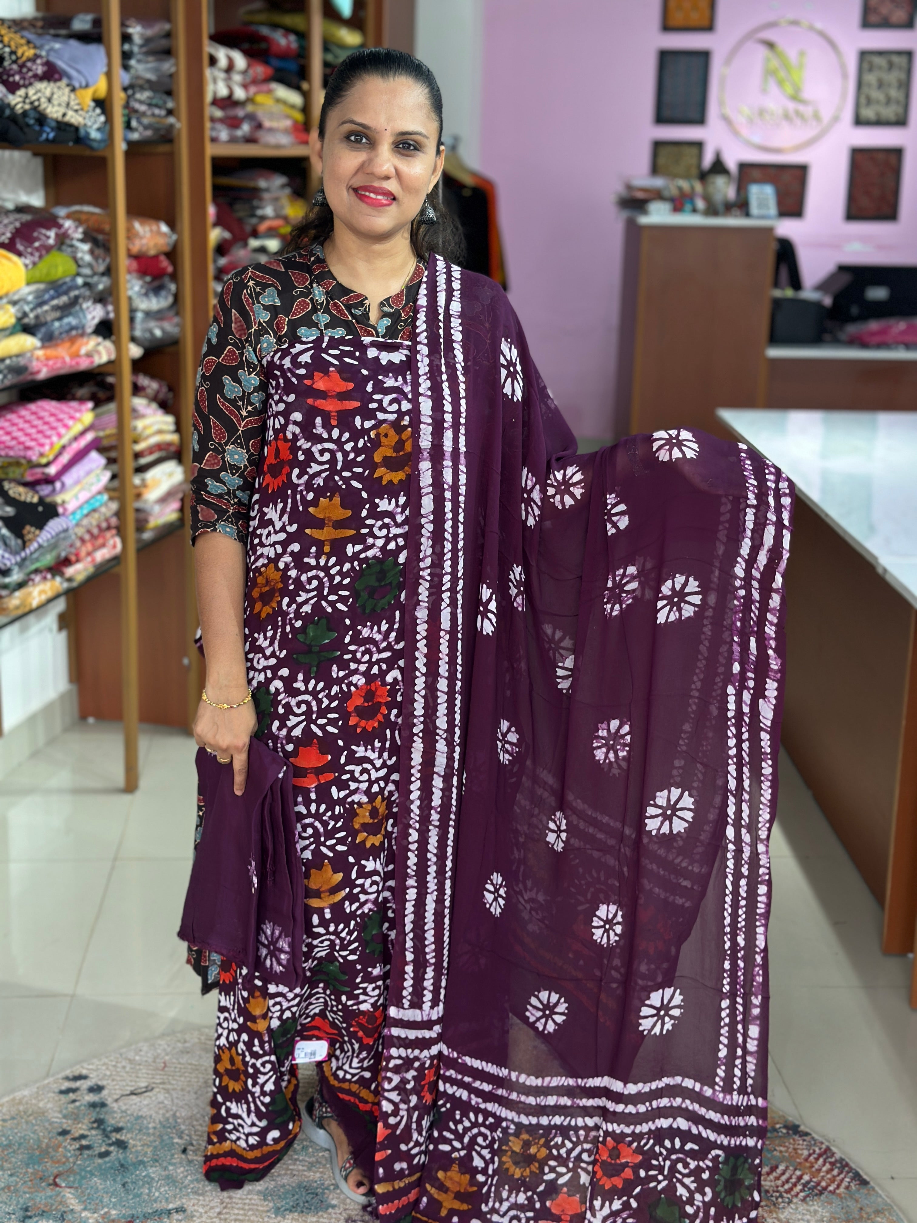Viscose Georgette Multi Colour Suit ND80