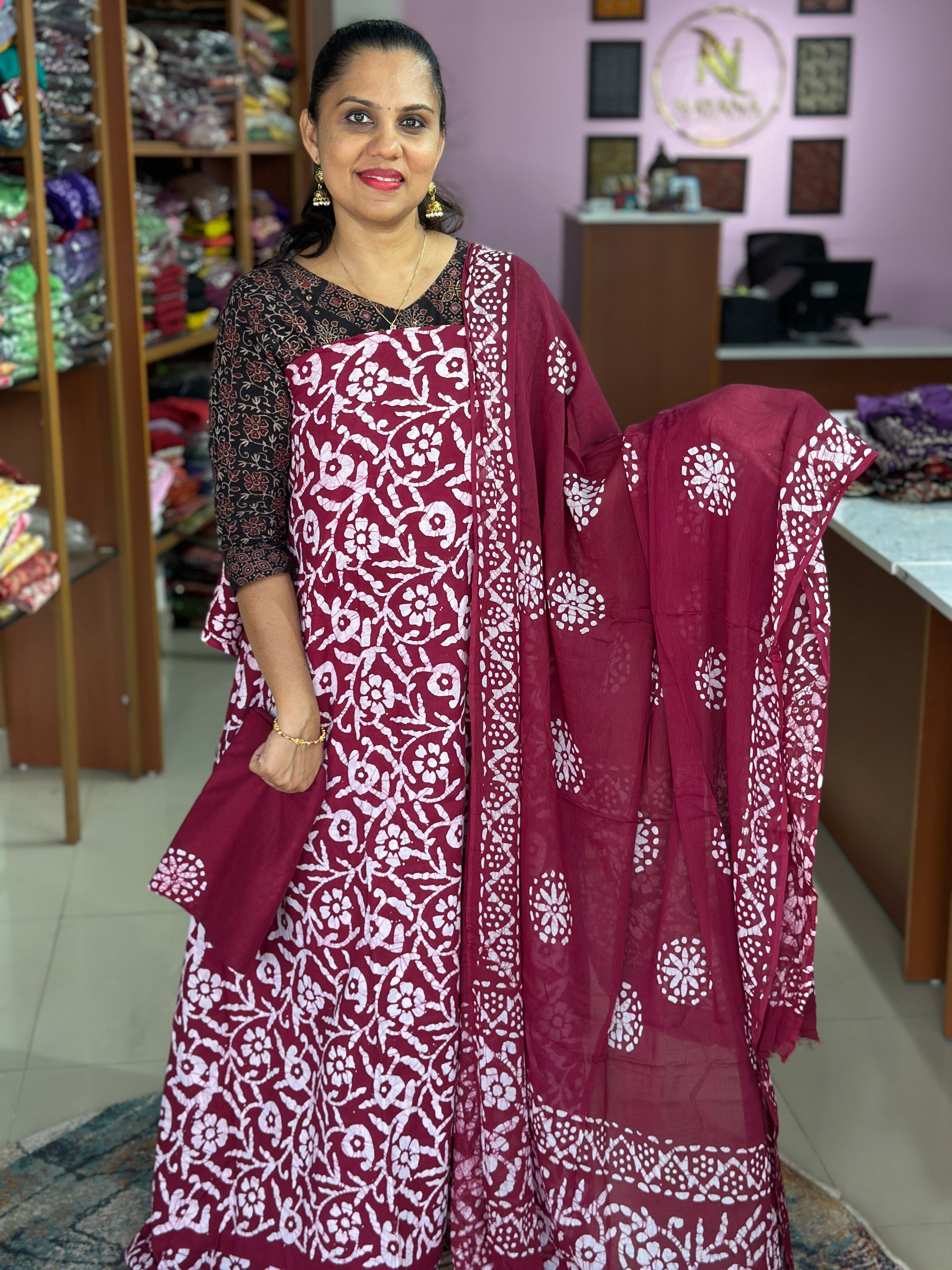 Cotton Batik Print Unstitched Suit