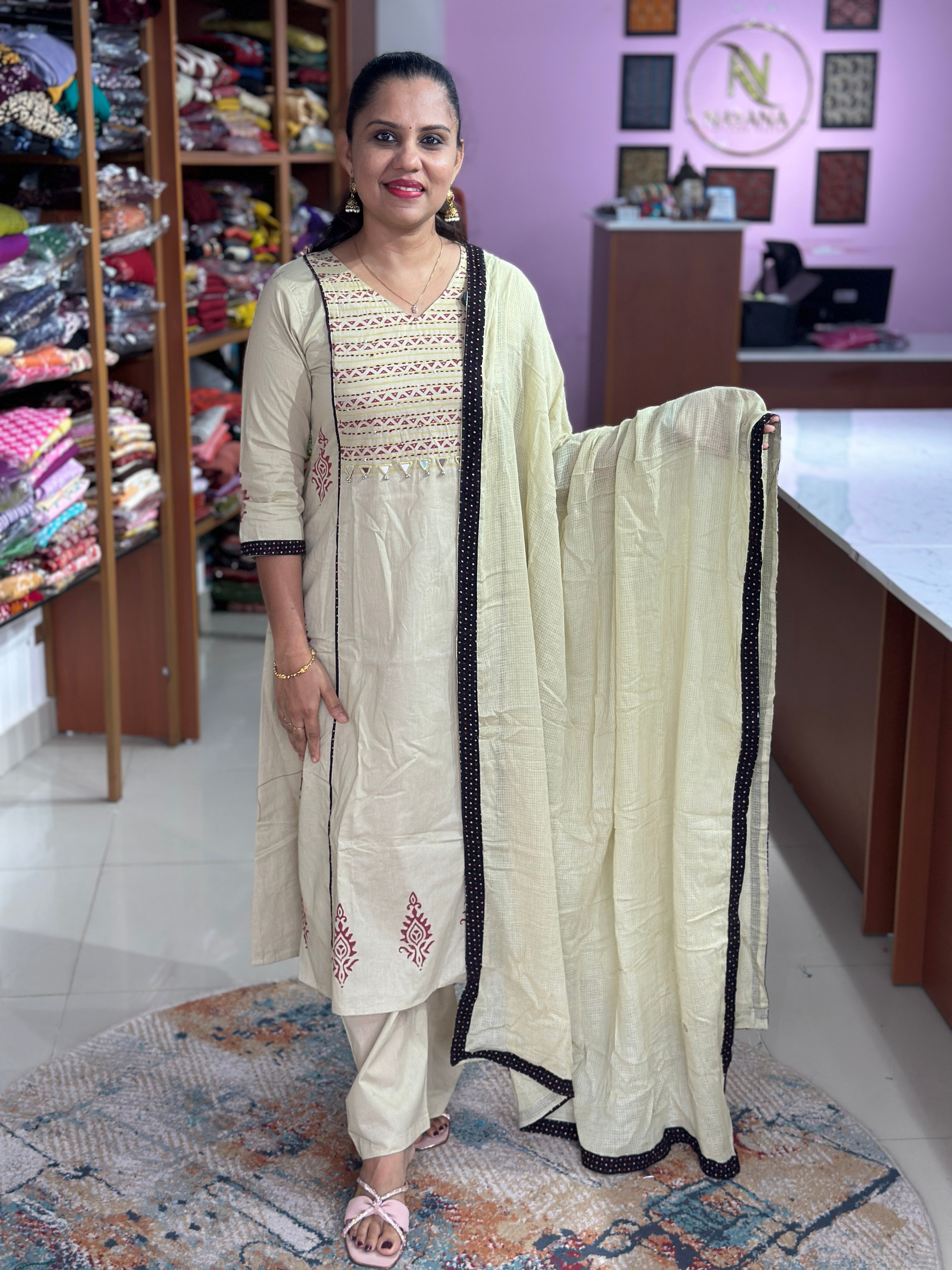 Cotton Handblock Salwar Suit