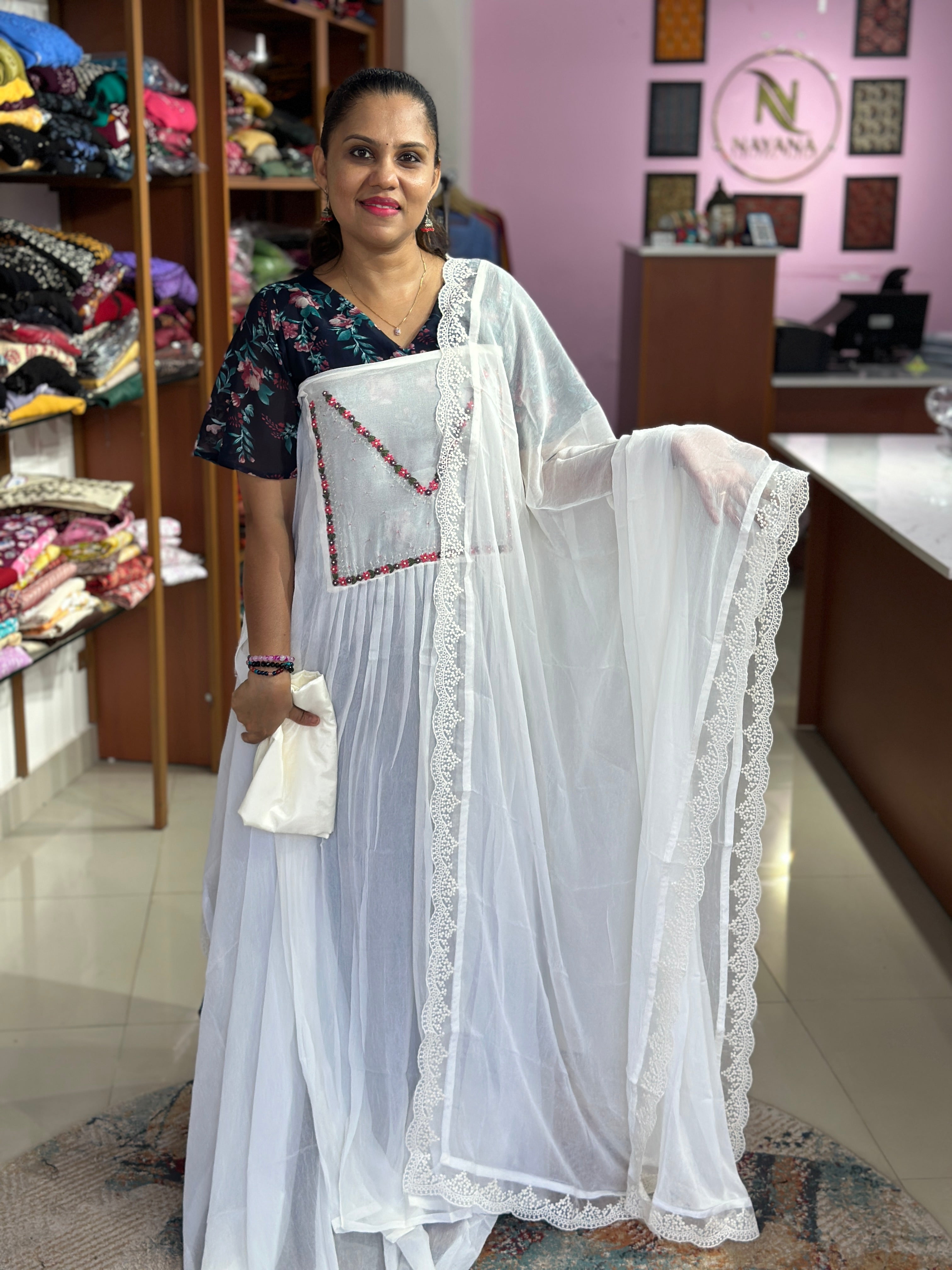 Georgette Organza Unstitched Suit