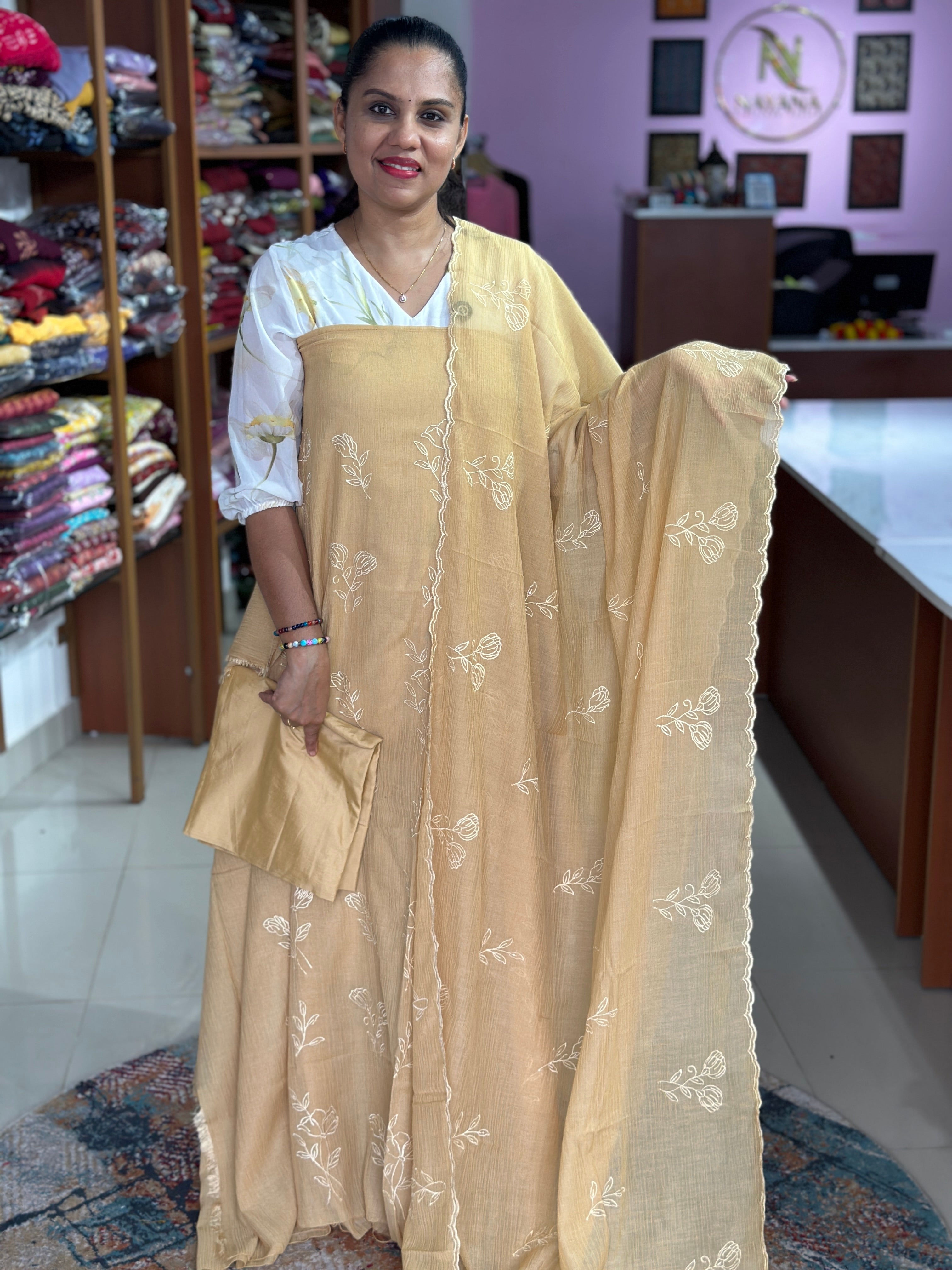 Crushed Georgette Unstitched Suit