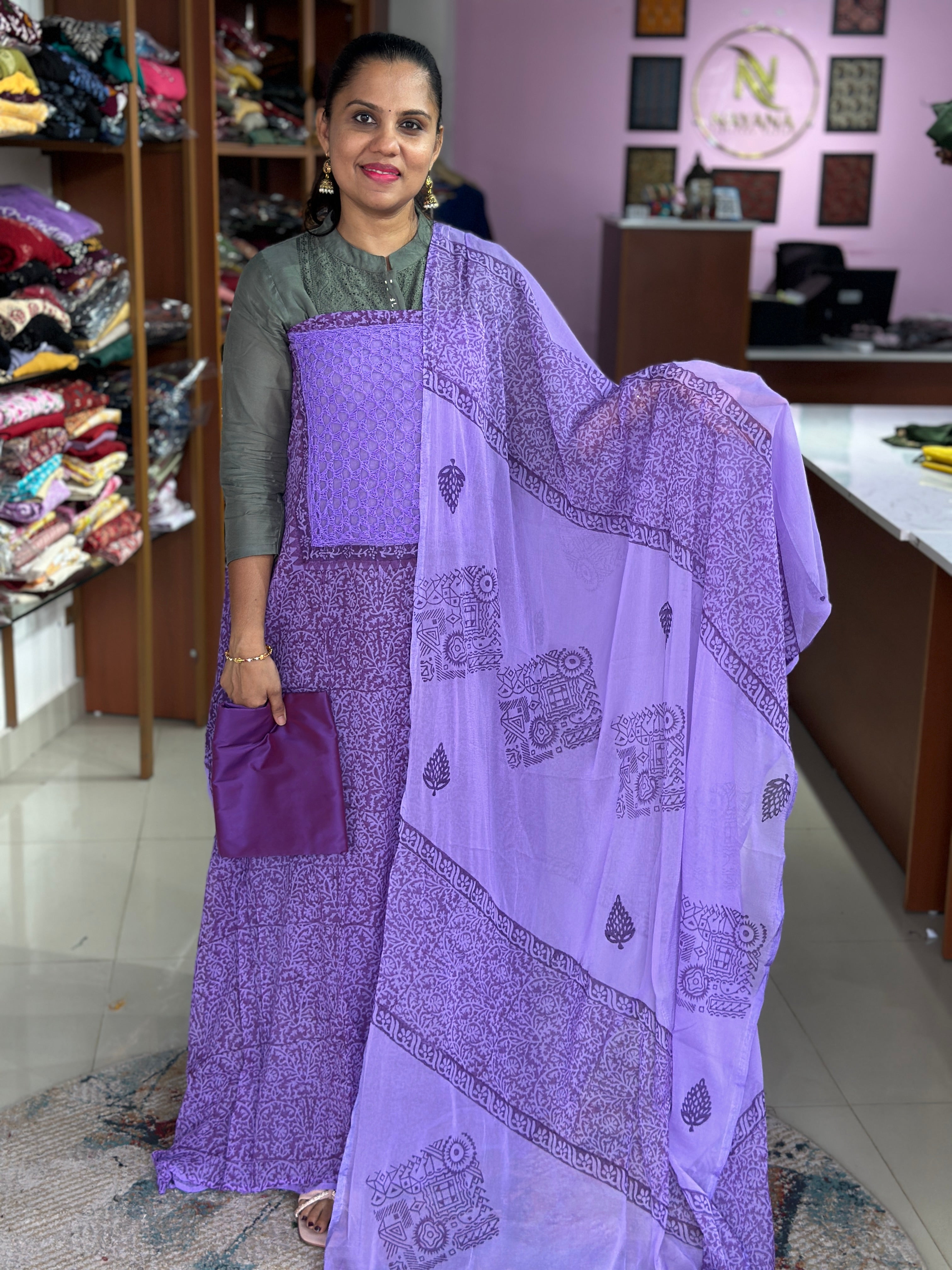Viscose Georgette Crochet Suit