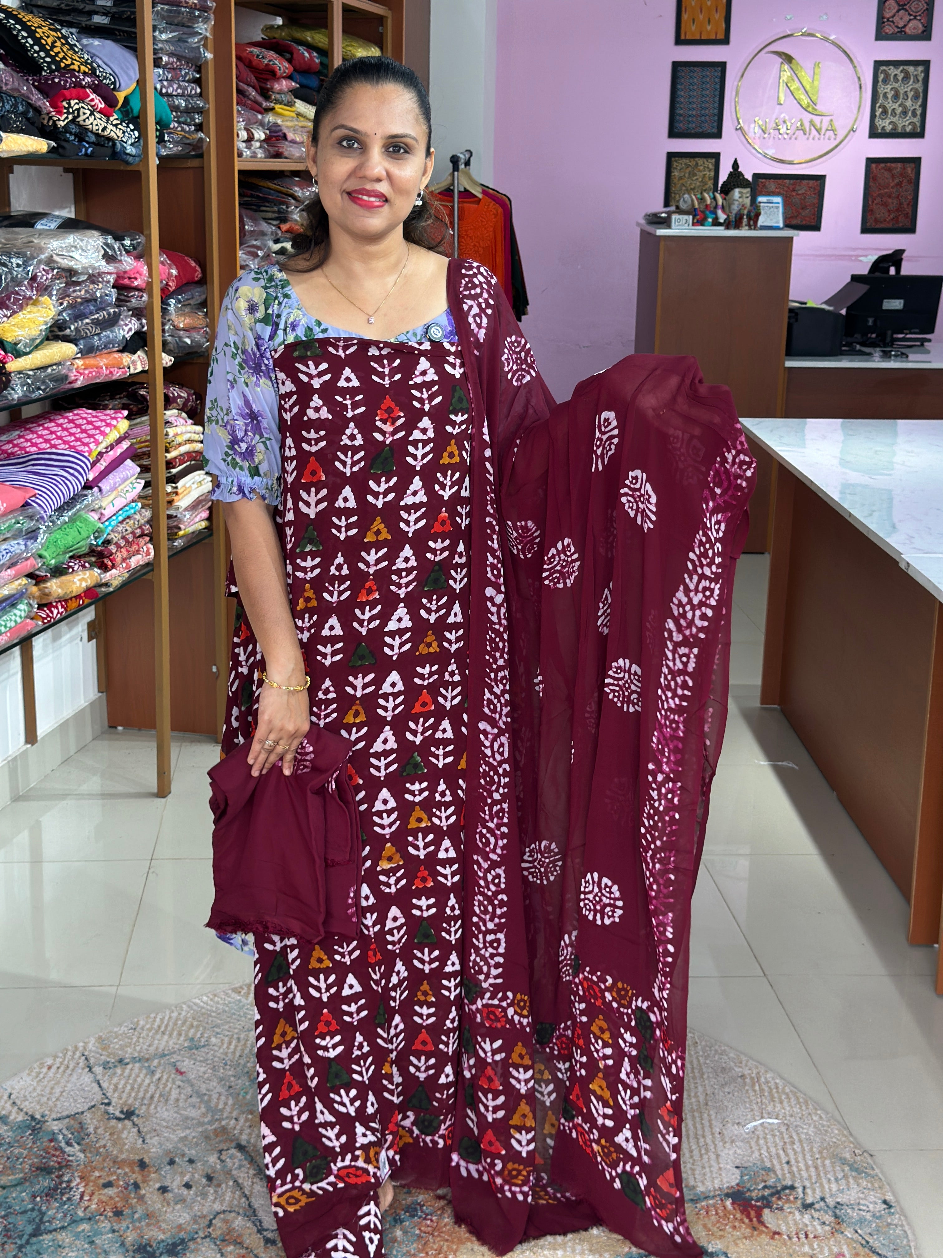Viscose Georgette Unstitched Suit