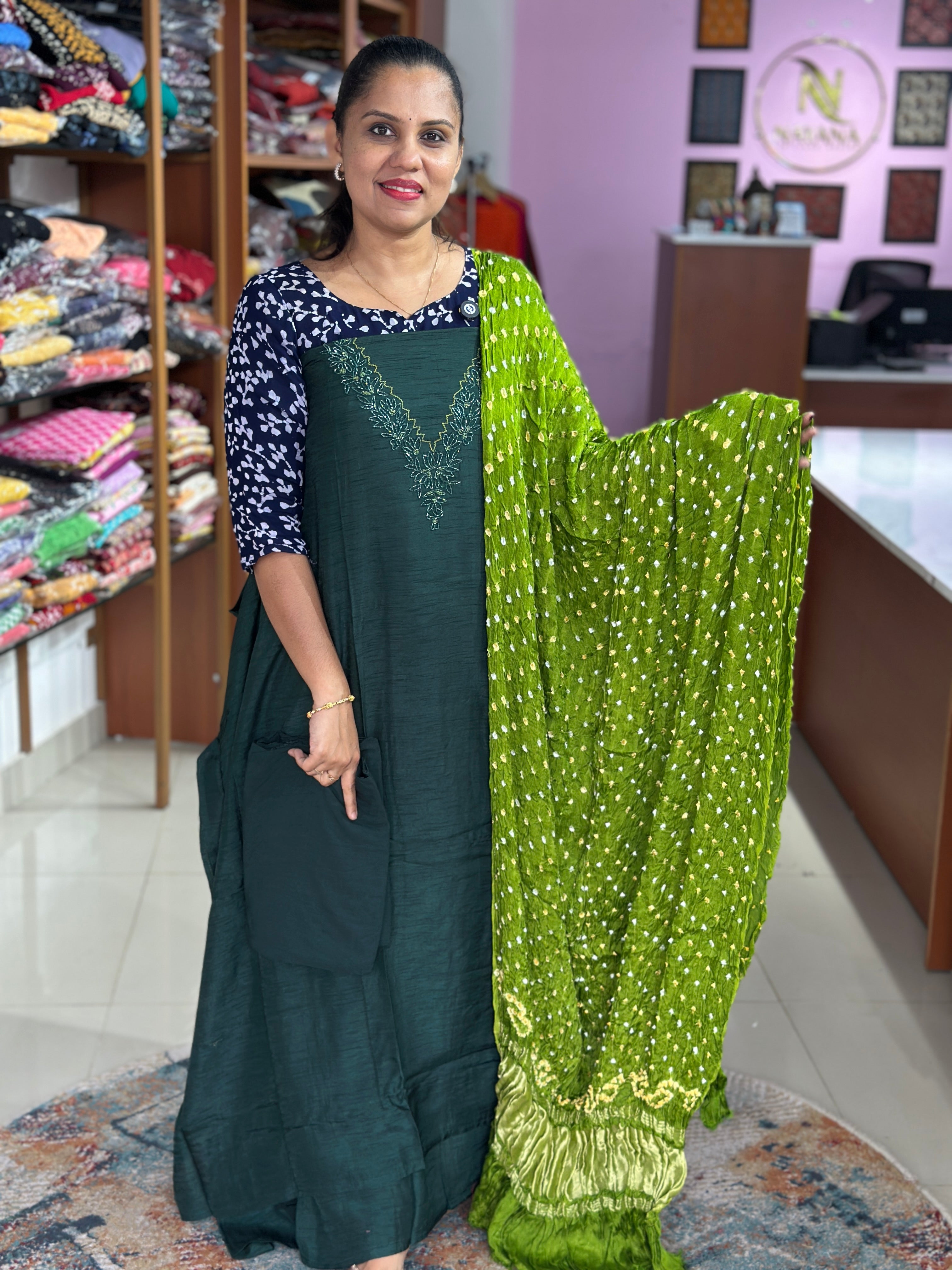 Chanderi Silk With Modal Bandhani Dupatta Suits