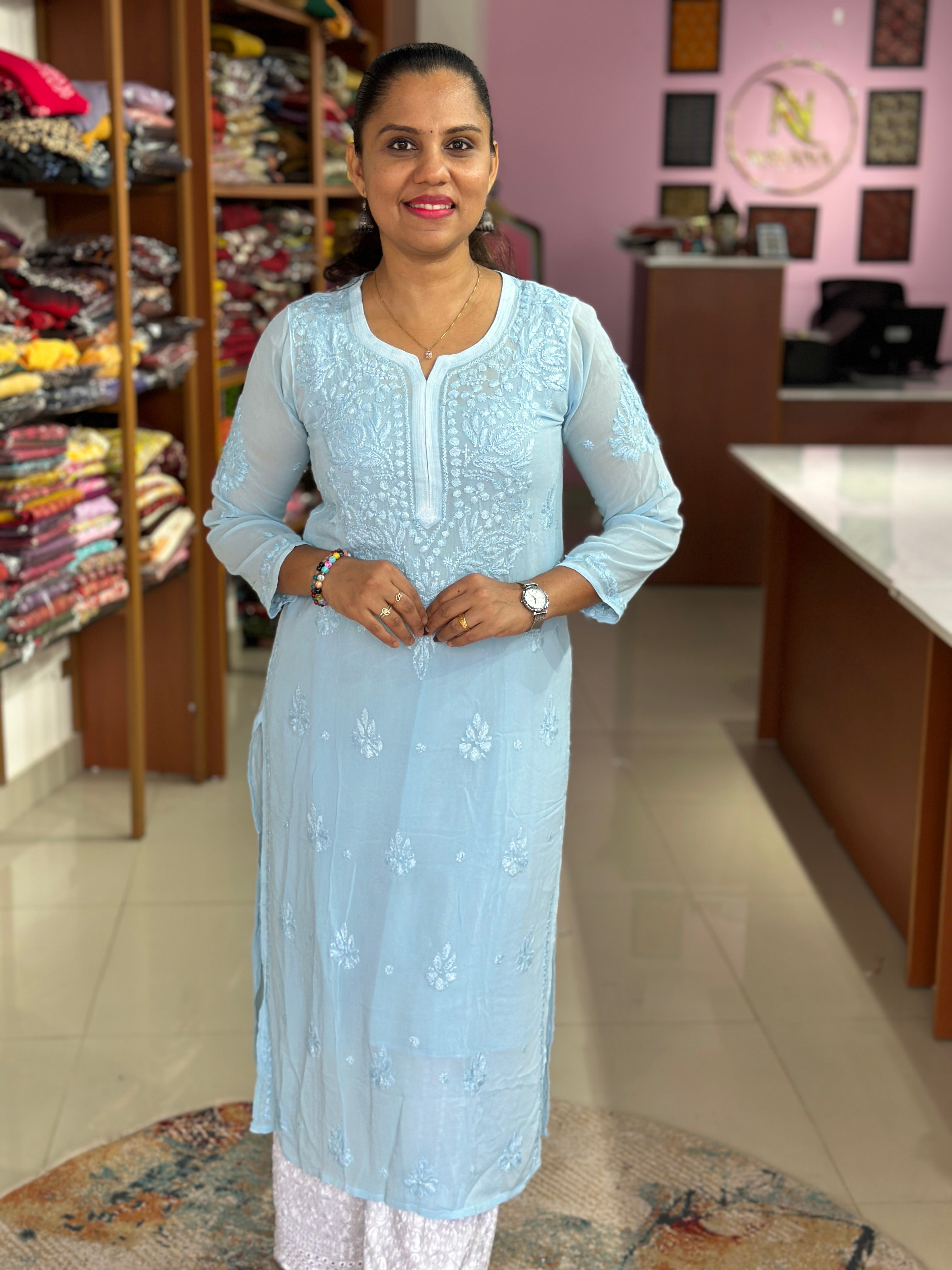 Chikankari Viscose Georgette Kurti