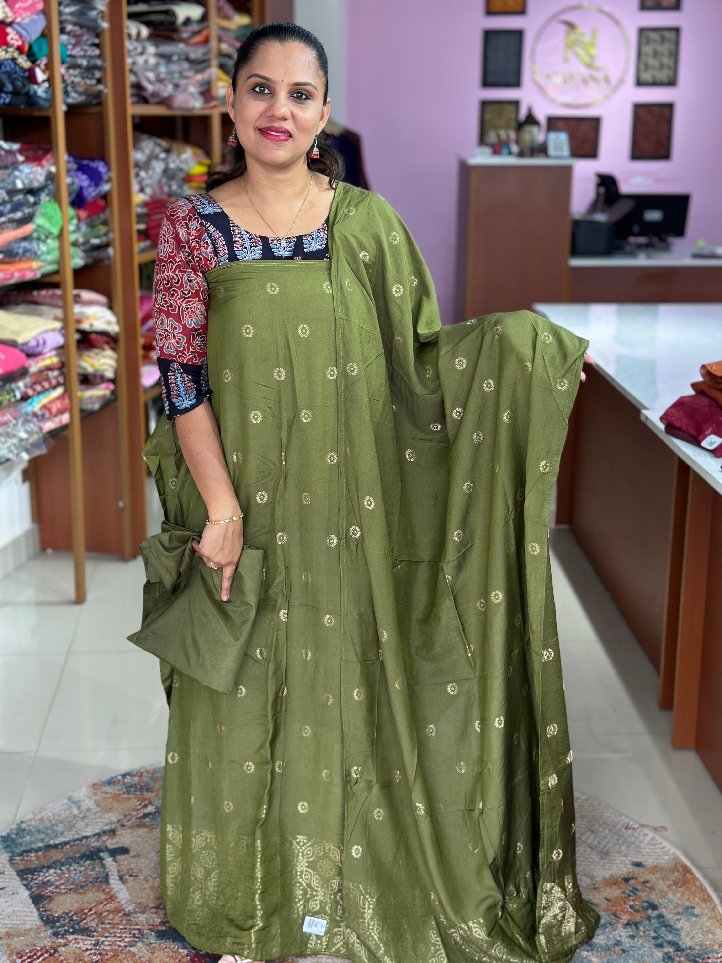 Semi Banarasi Silk Unstitched Suit