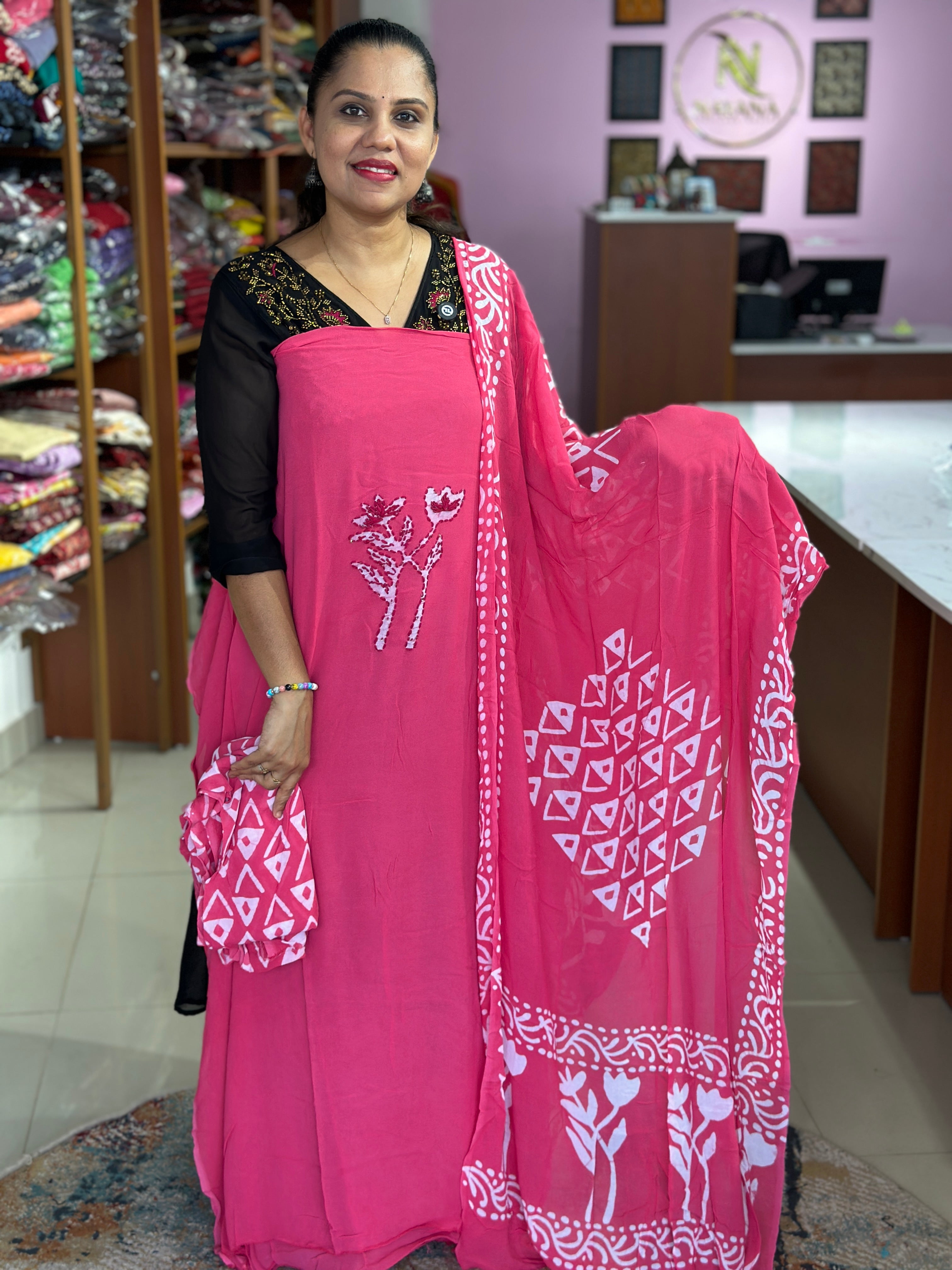 Pure Viscose Georgette Unstitched Suit ND17