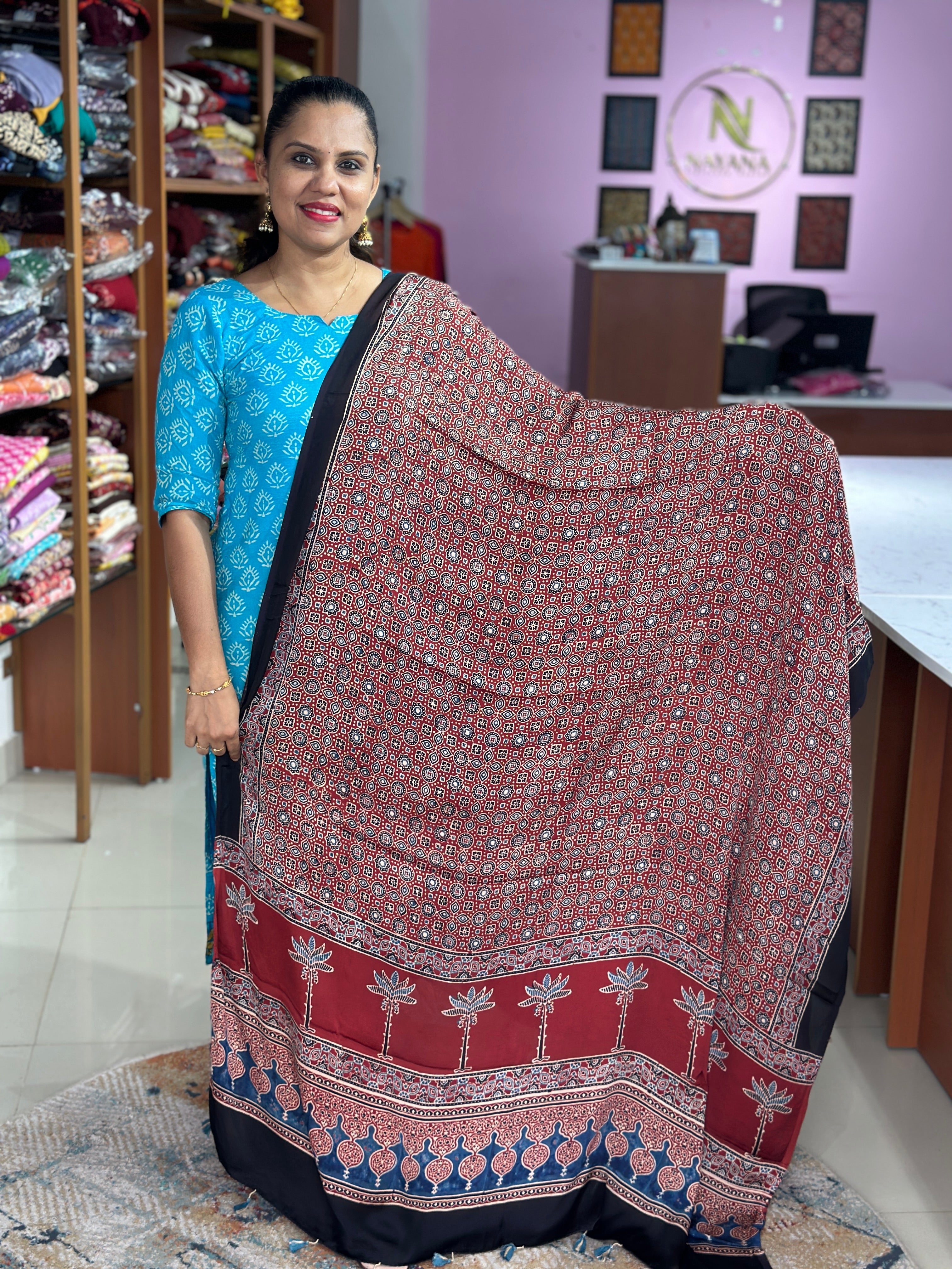 Ajrak Modal Silk Dupatta ND70
