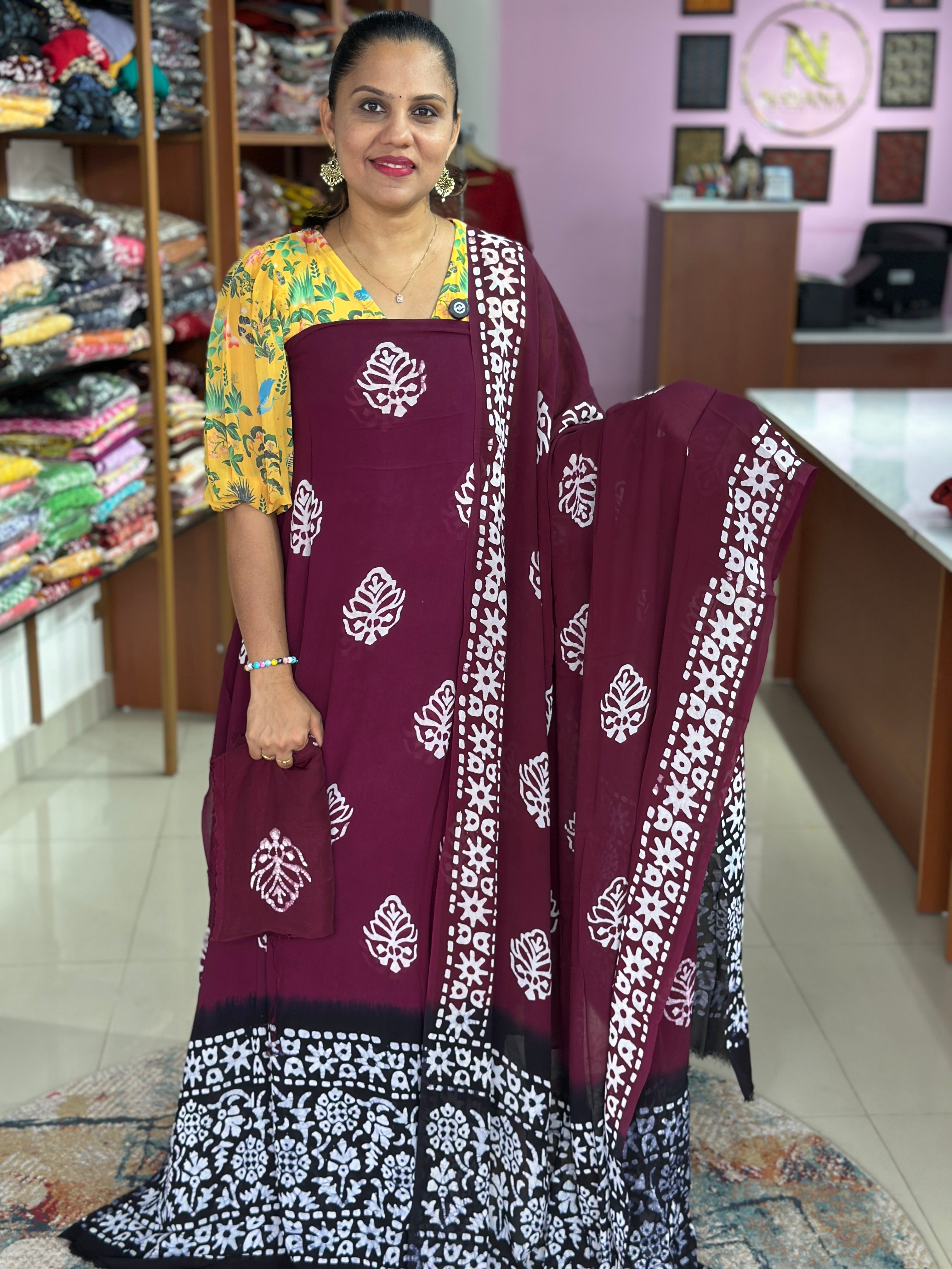 Viscose Georgtte Unstitched Suit