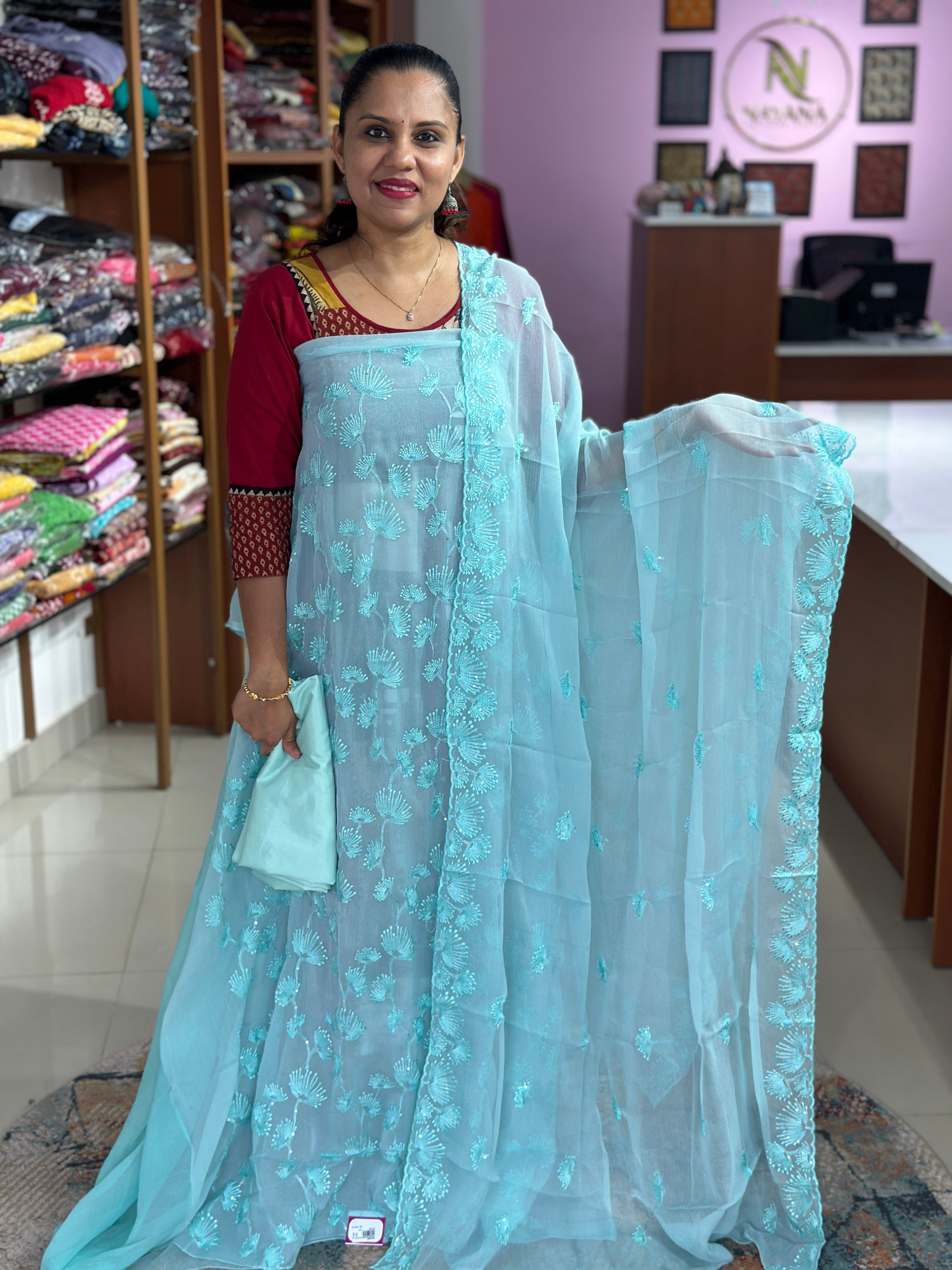 Crushed Georgette Unstitched Suit ND54