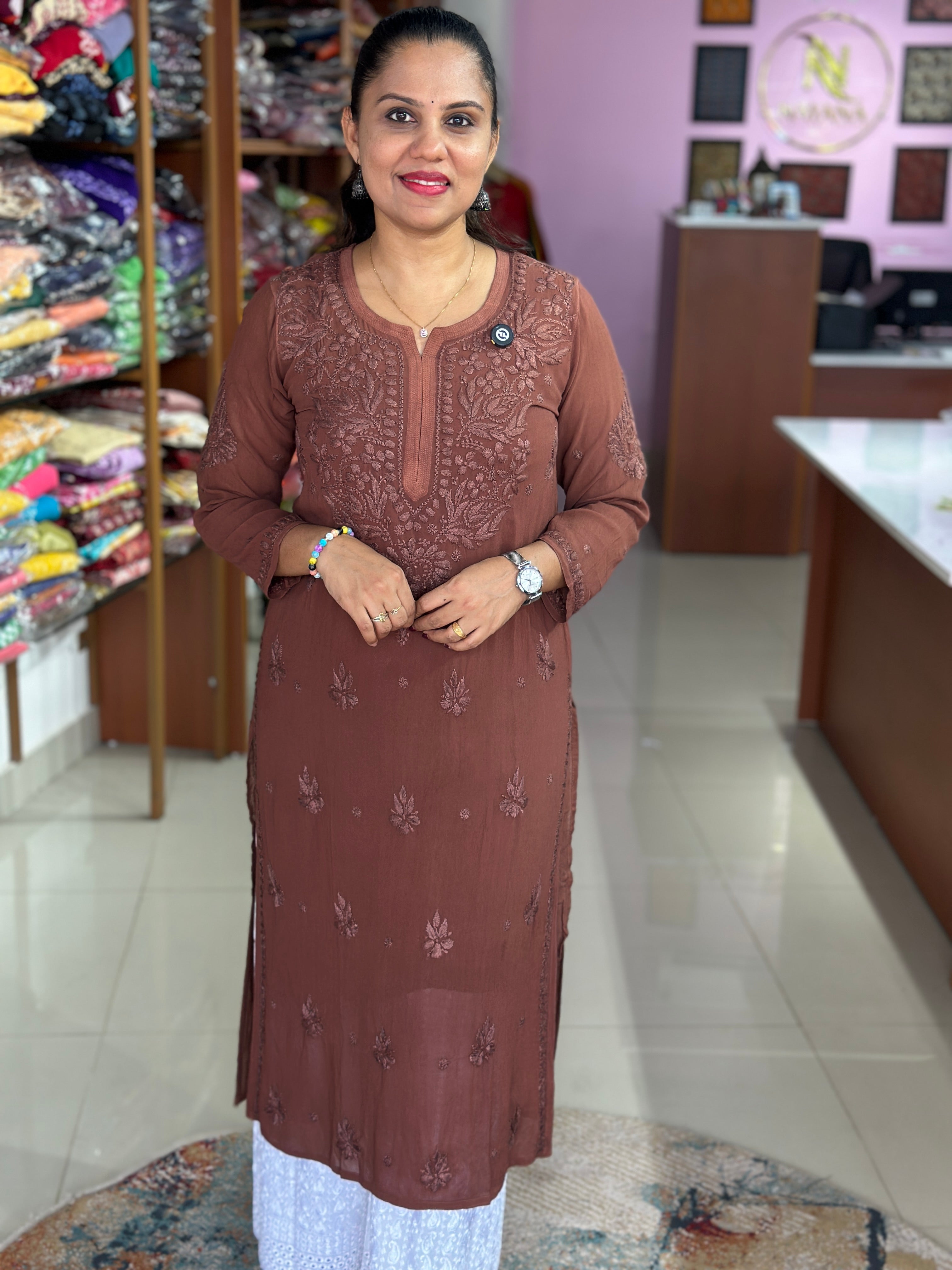 Viscose Georgette Chikankari Kurti