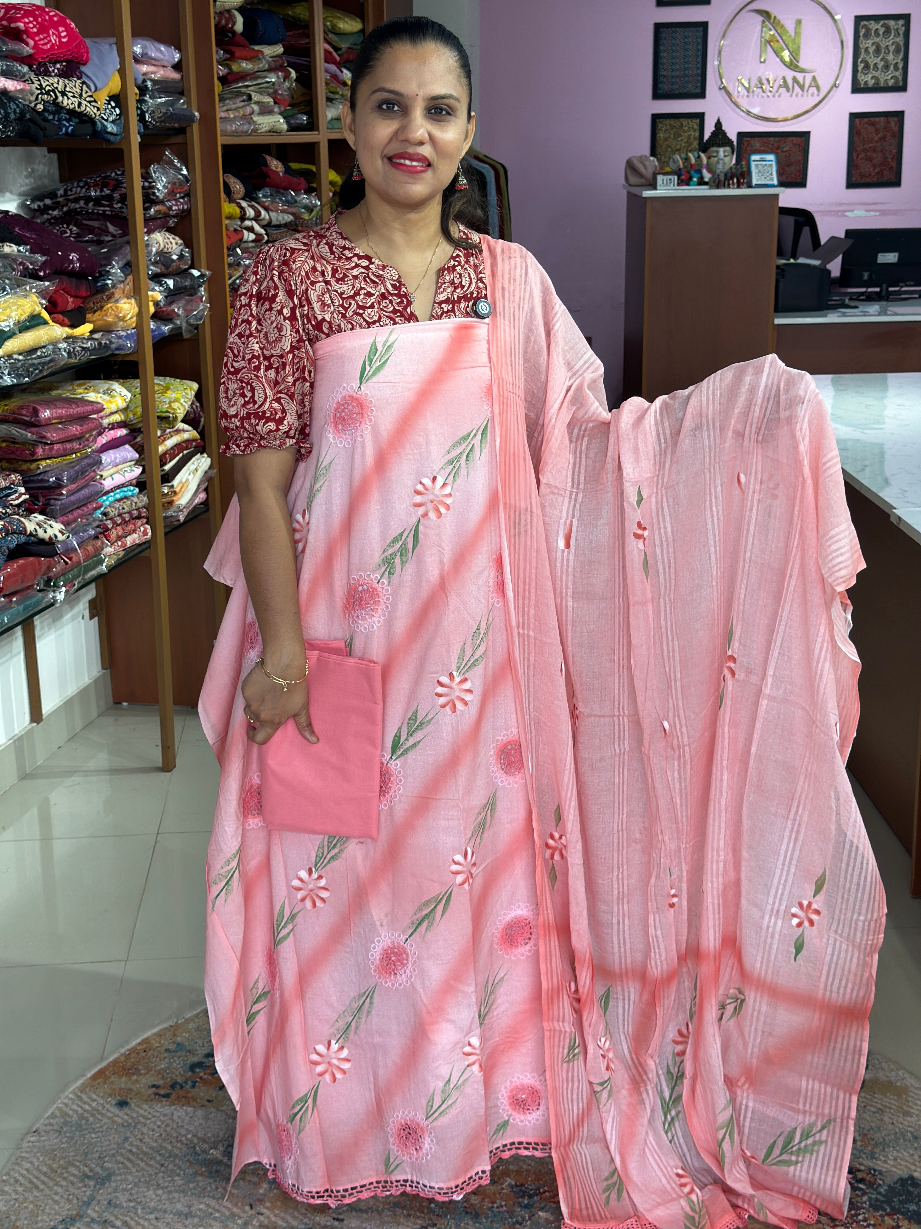 Cotton crochet Unstitched Suit