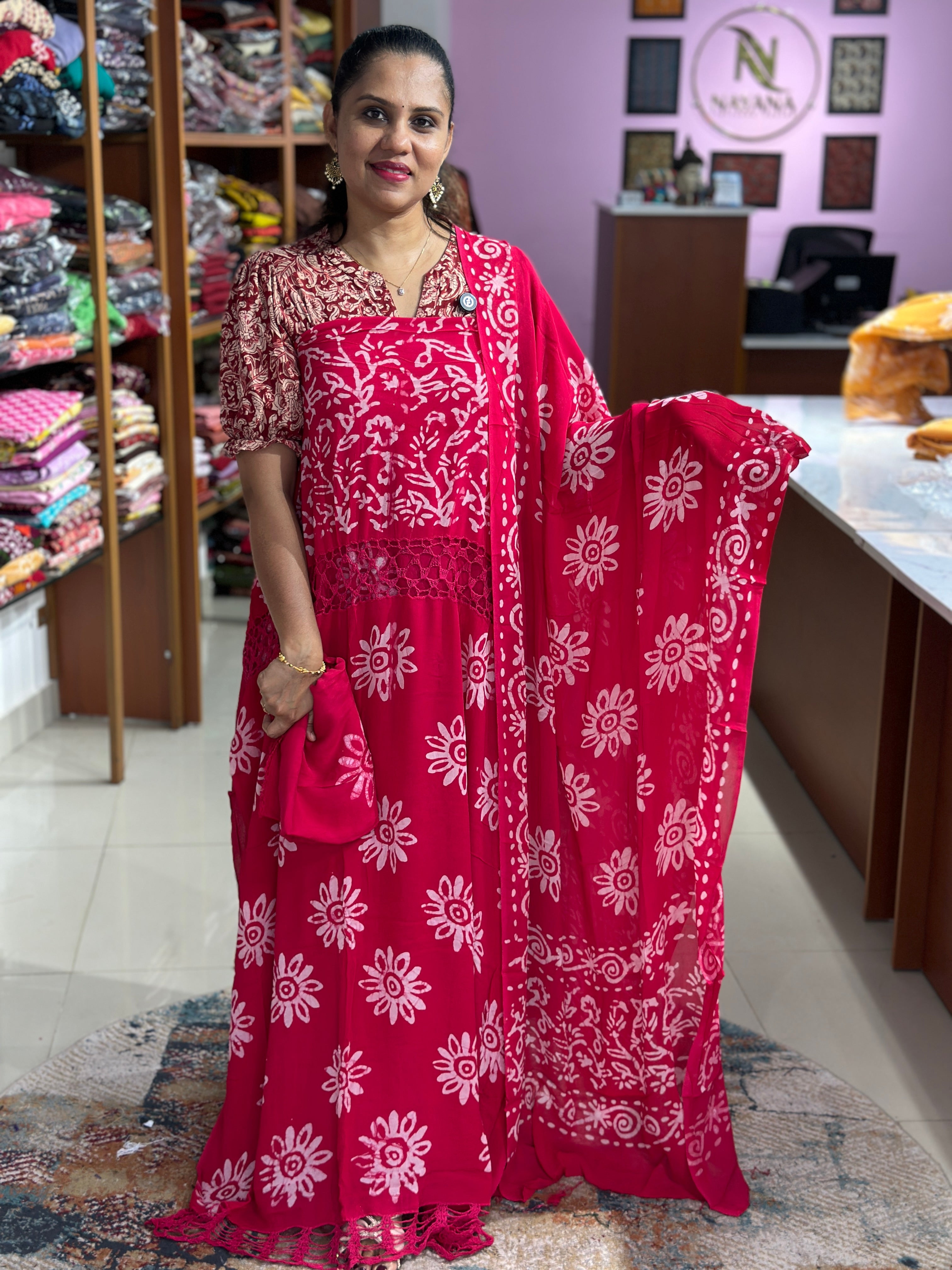 Pure Viscose Georgette Crochet Suits