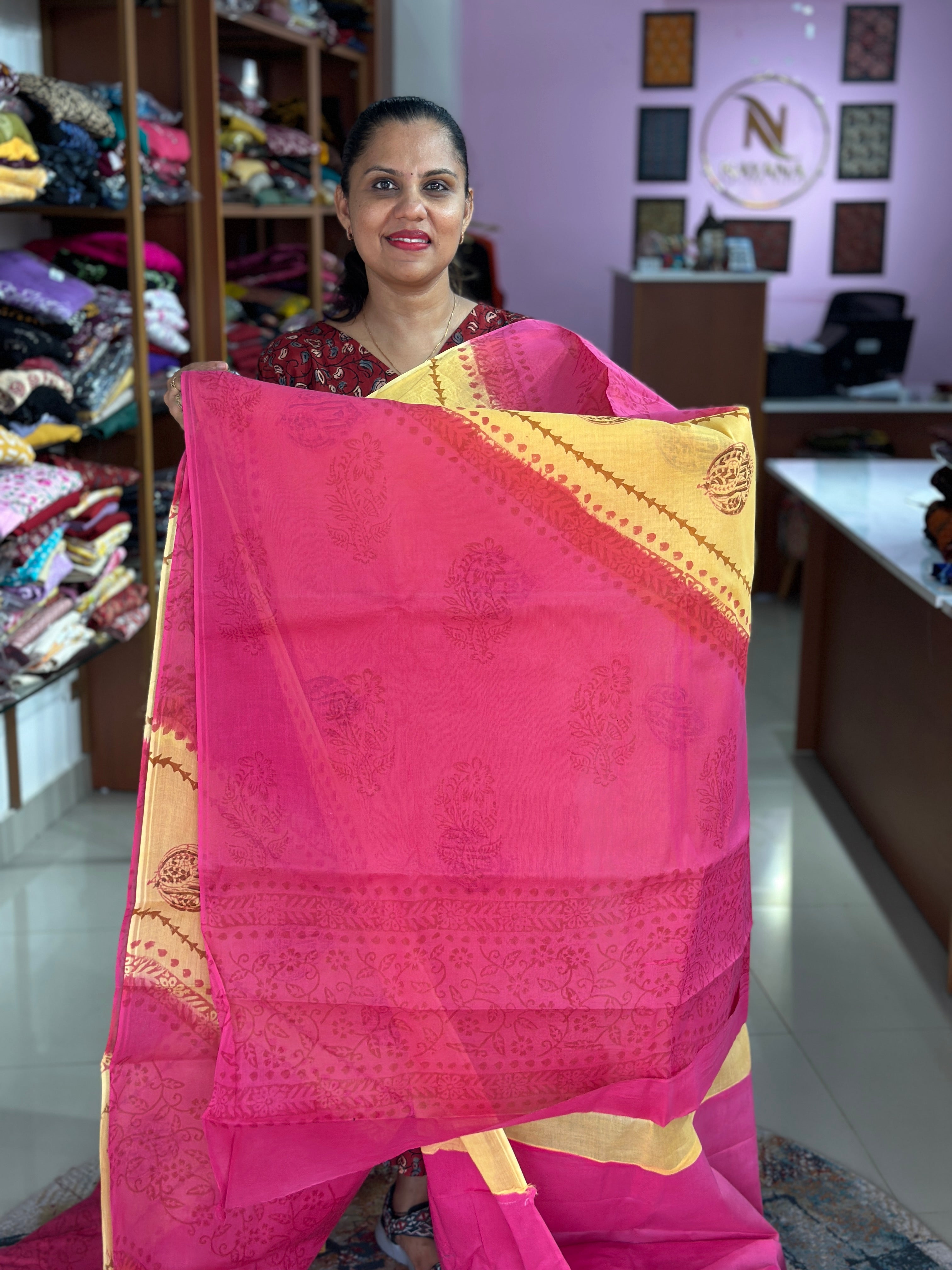 Cotton Handblock Saree