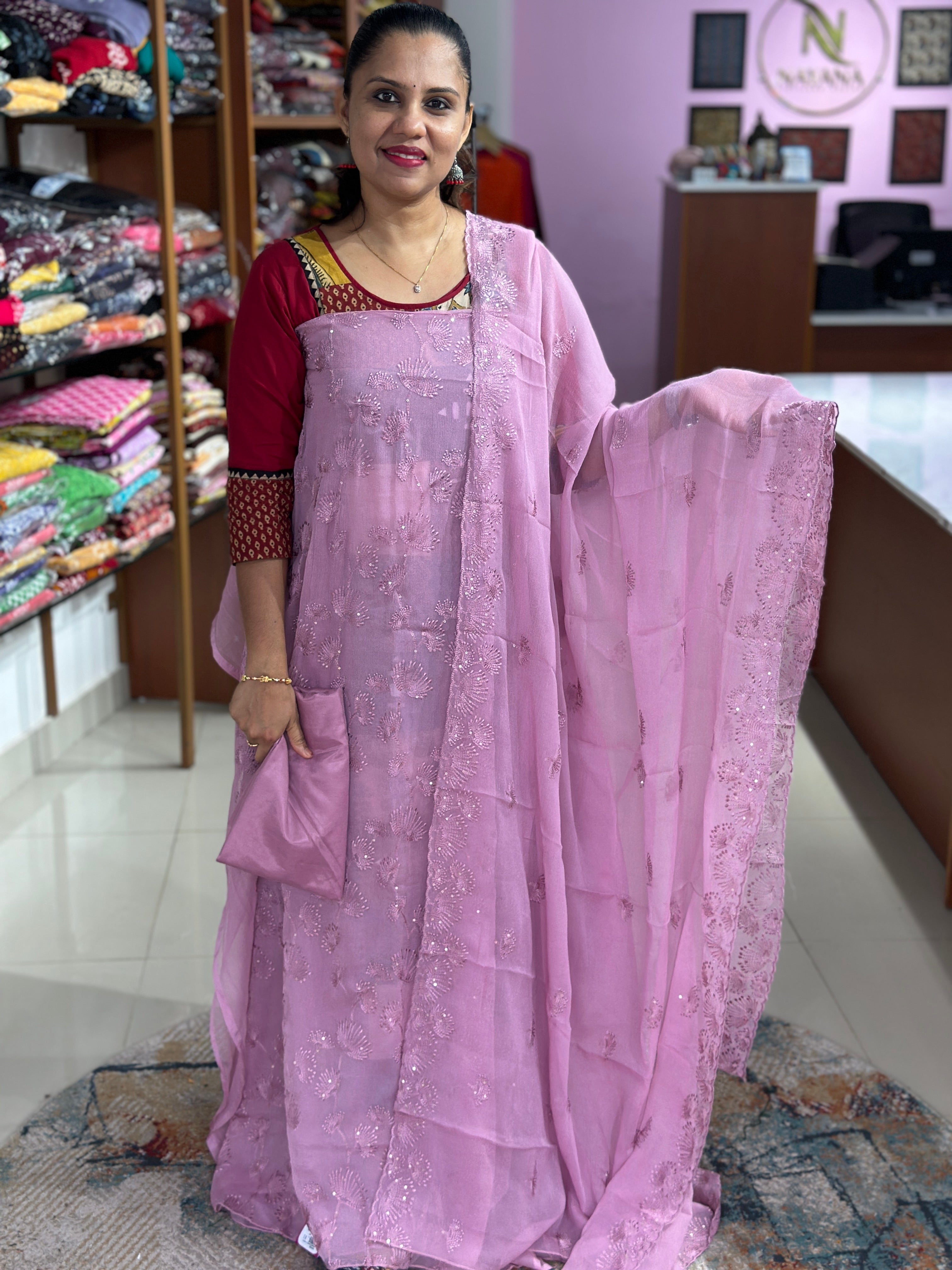 Crushed Georgette Unstitched Suit ND53