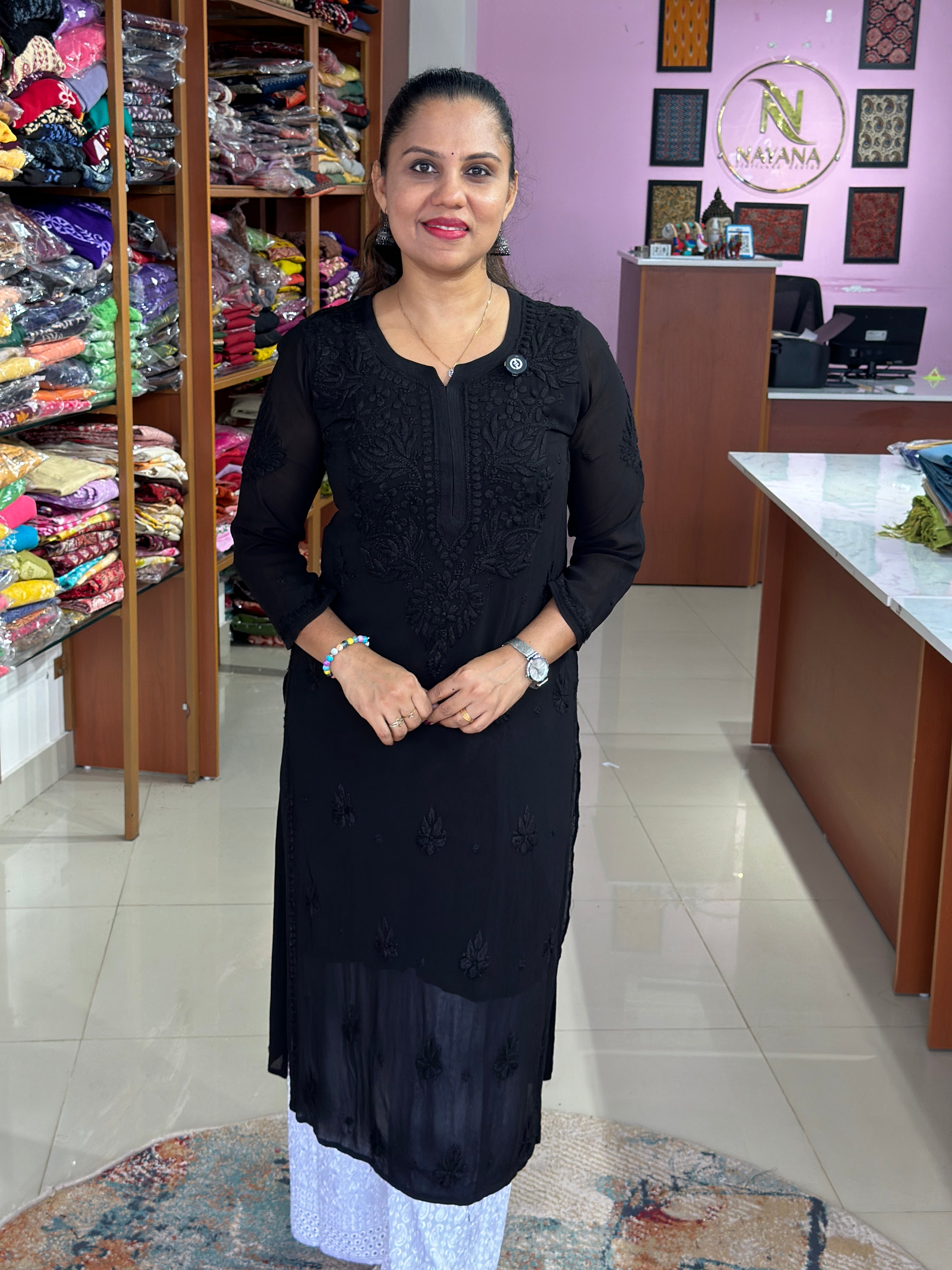 Viscose Georgette Chikankari Kurti