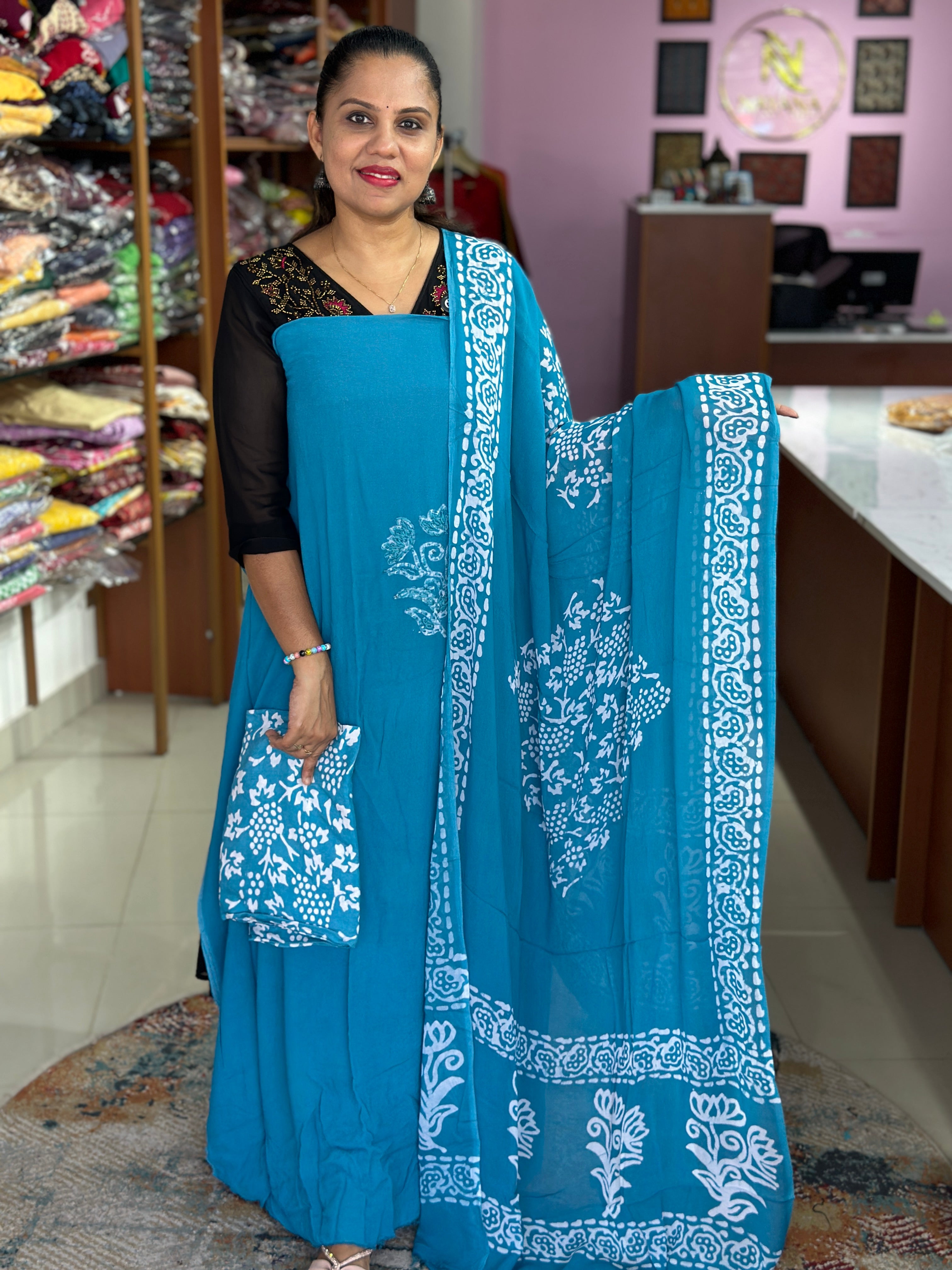 Pure Viscose Georgette Unstitched Suit ND16