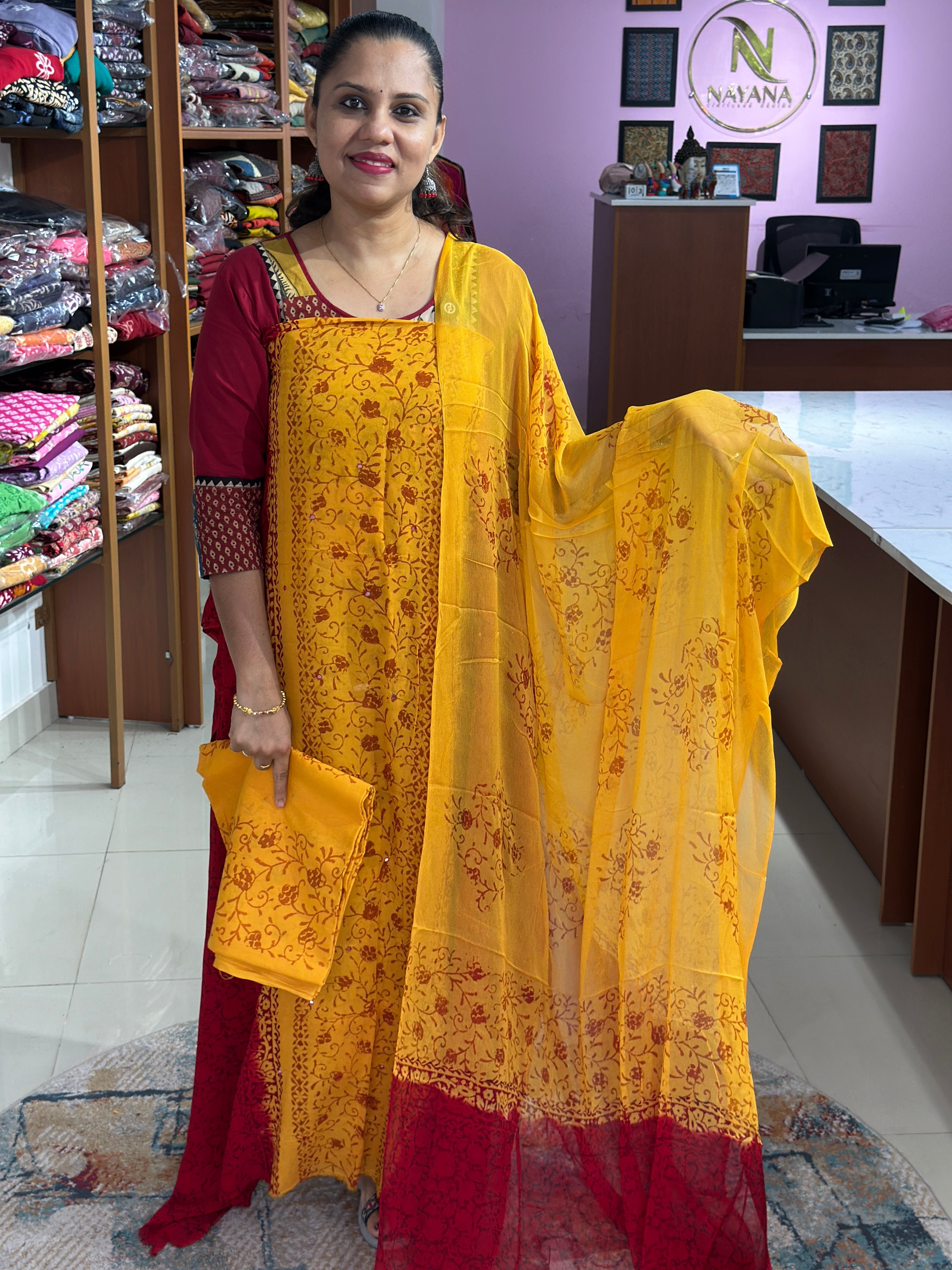 Super Georgette Unstitched Suit ND47