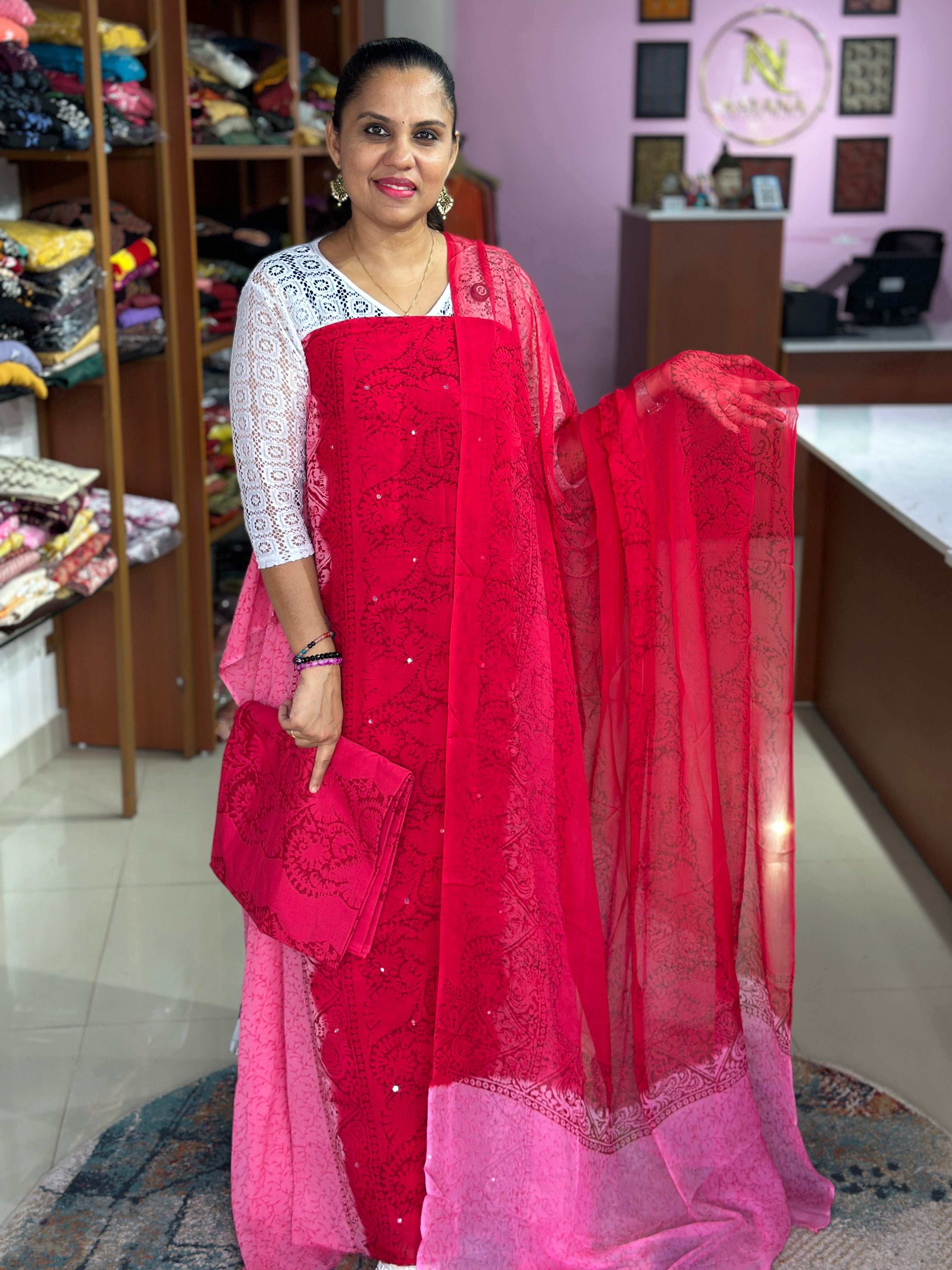Super Georgette Unstitched Suit