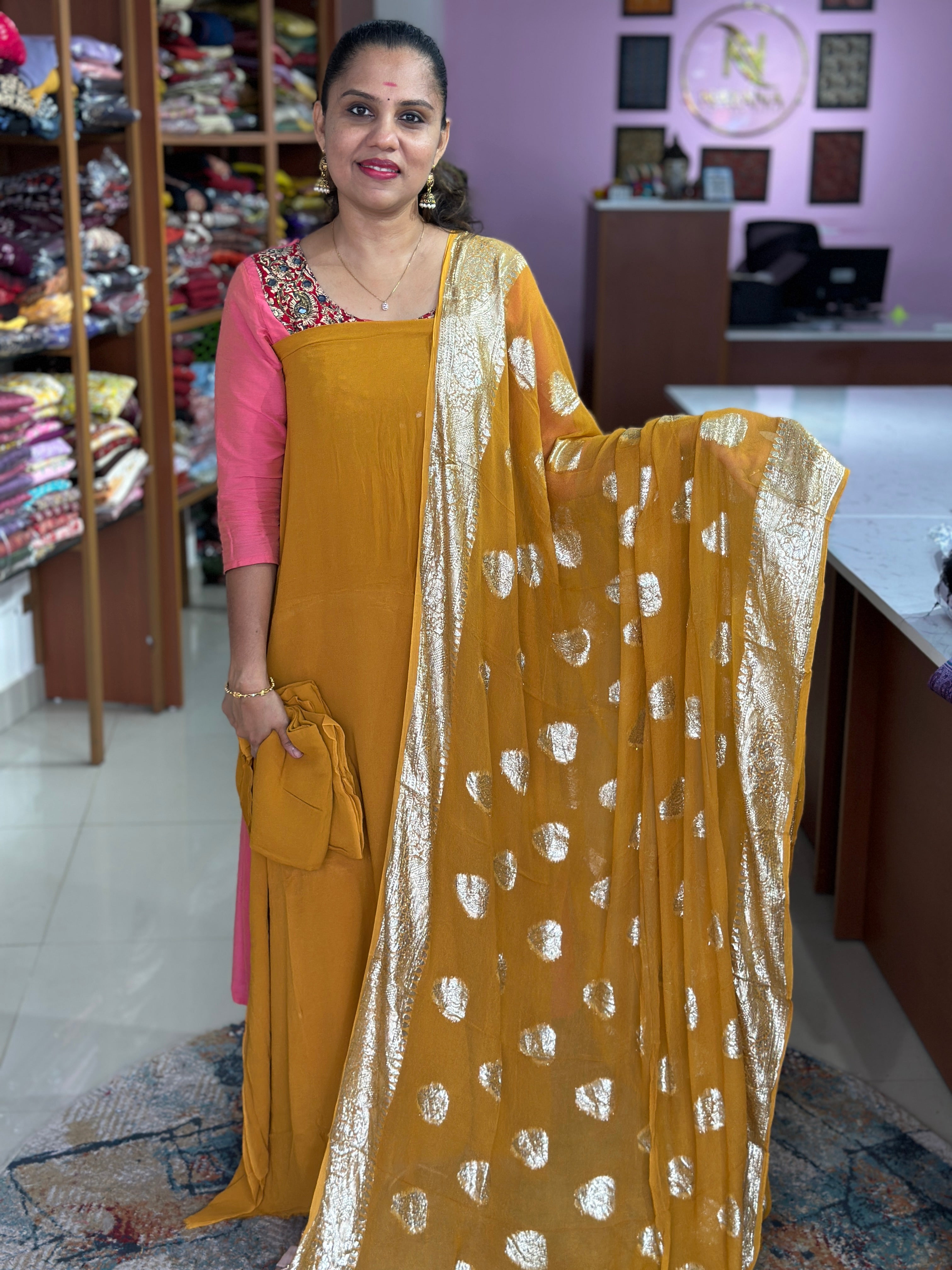 Viscose Georgette With Banarasi Dupatta