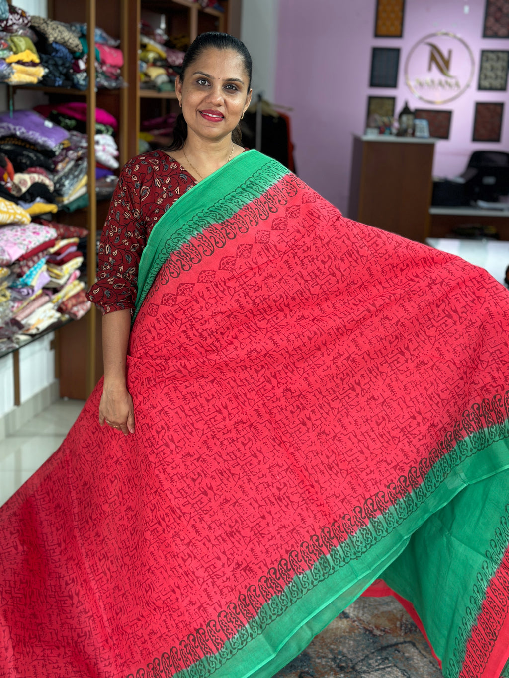 Cotton Handblock Sarees