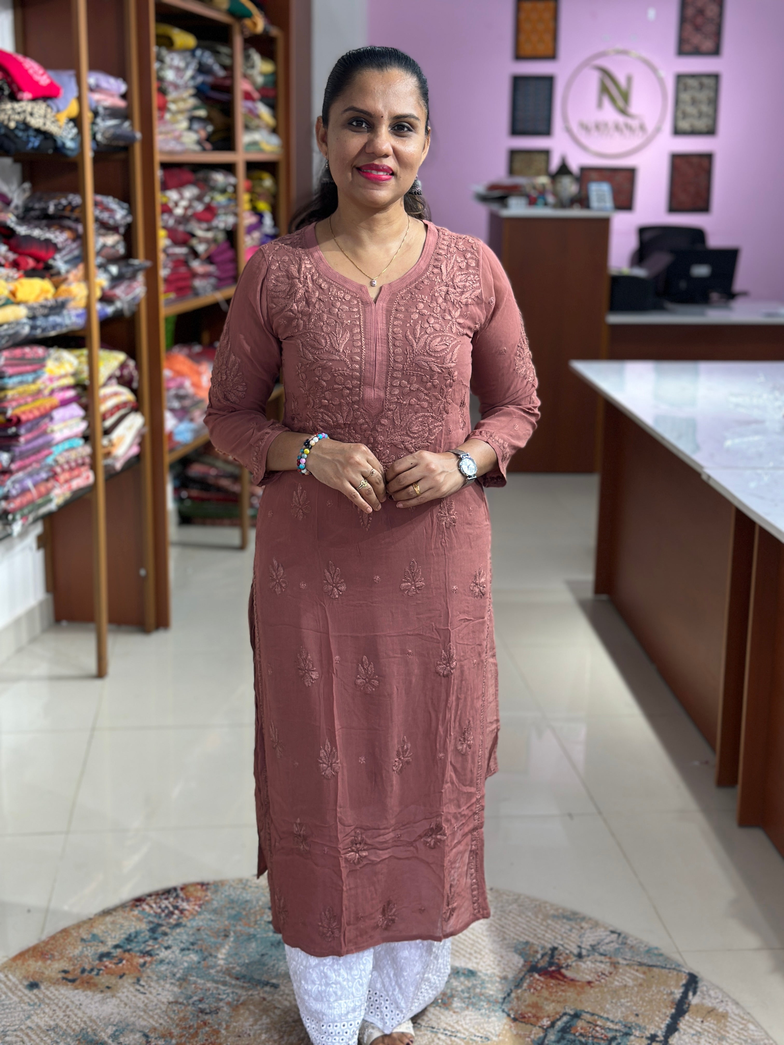 Viscose Georgette Chikankari Kurti