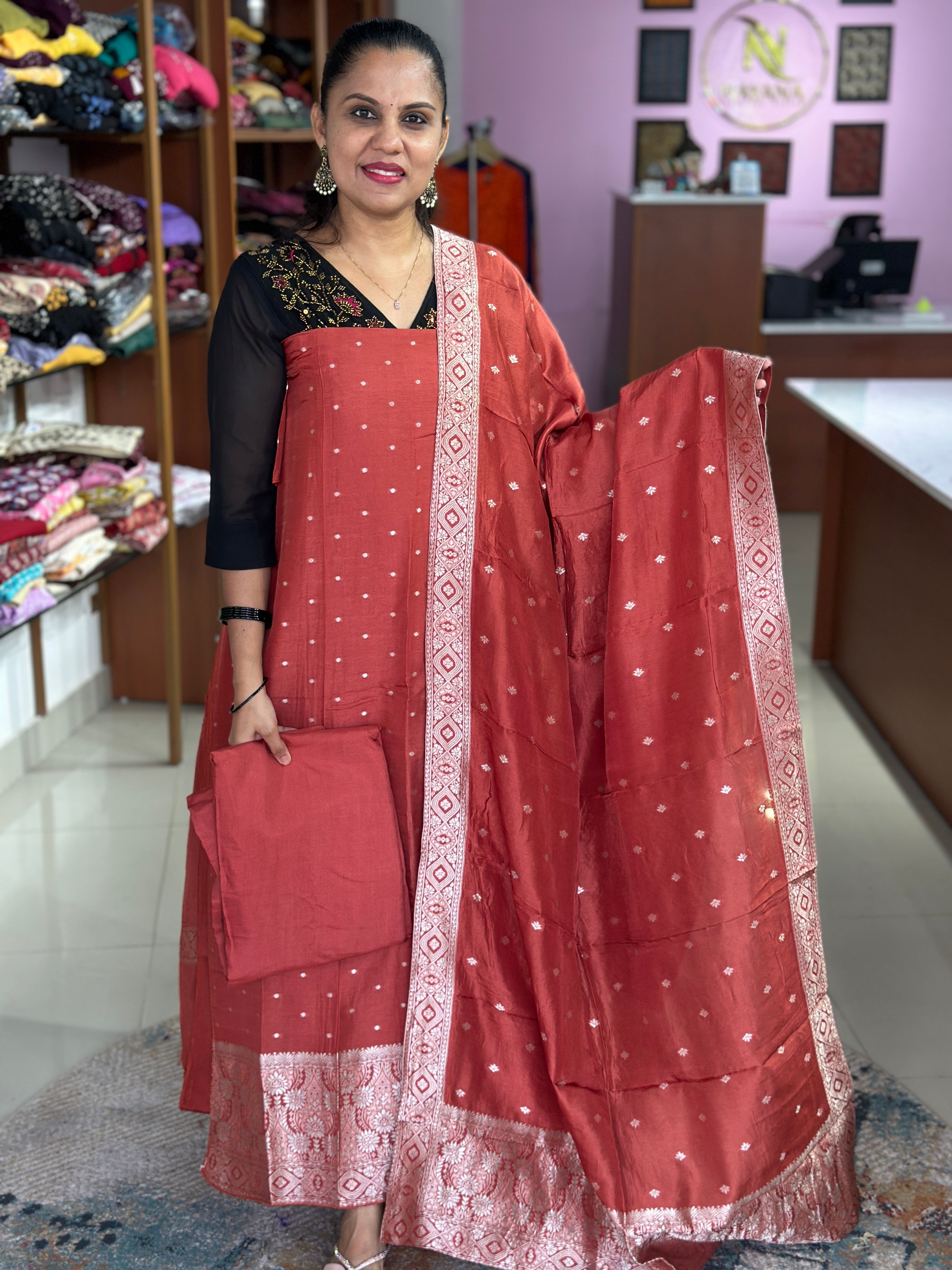 Banarasi Silk Unstitched Suits