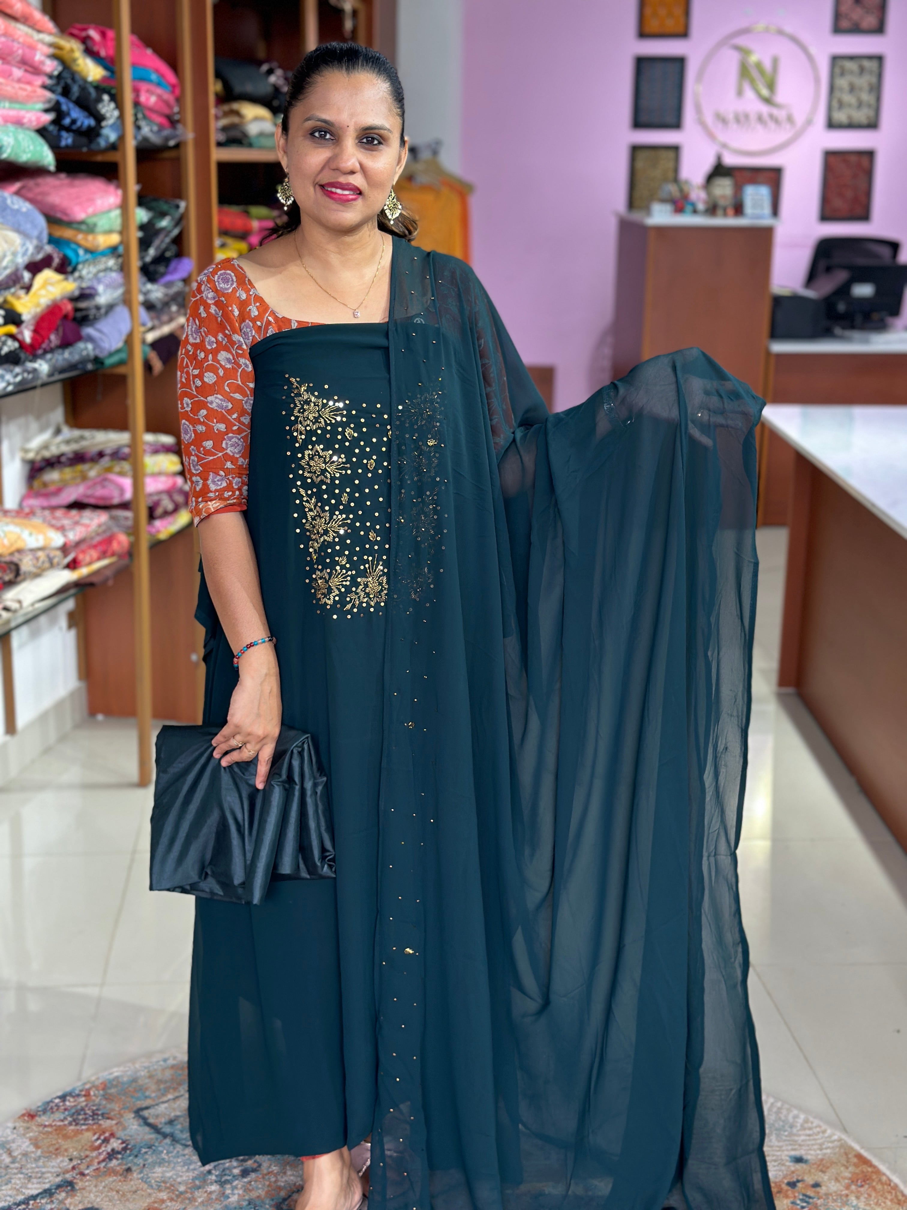 Georgette Handwork Suit