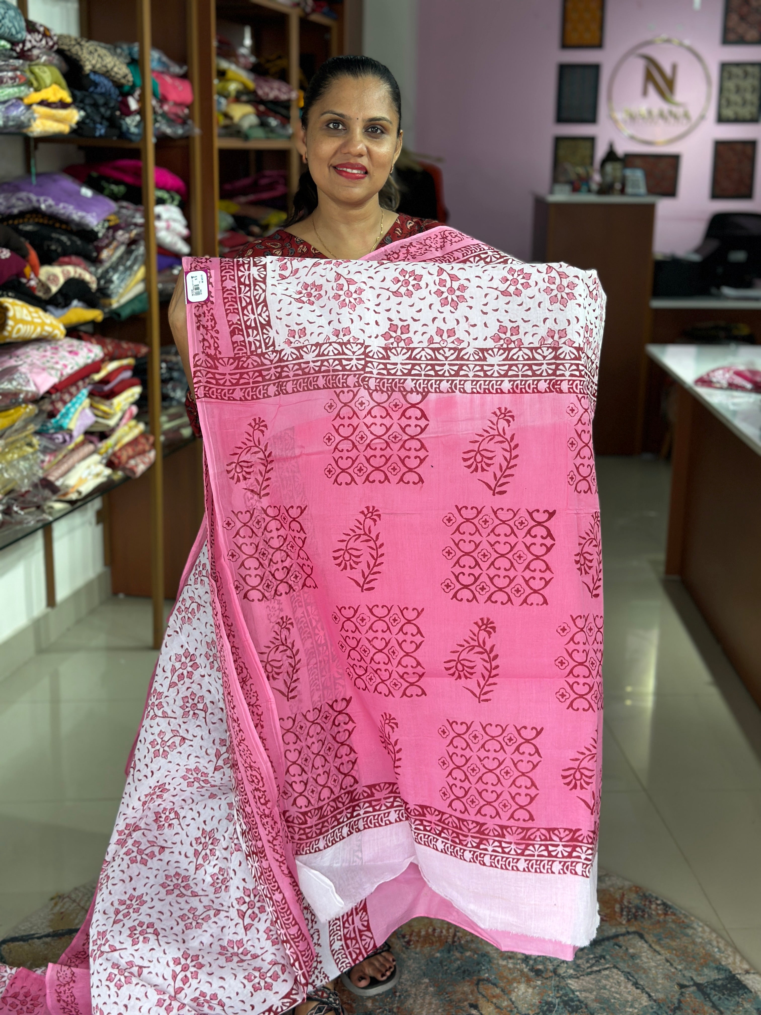 Cotton Handblock Saree