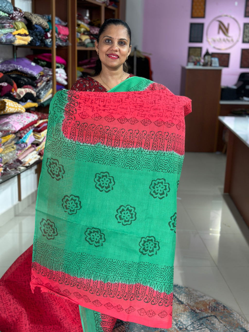 Cotton Handblock Sarees