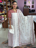 Kota Doria With Chikankari Work Suit